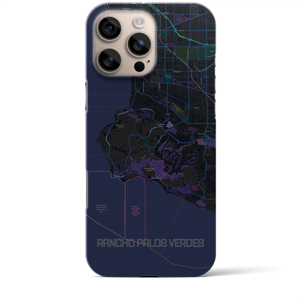 【ランチョ・パロス・ベルデス(アメリカ)】地図柄iPhoneケース(バックカバータイプ)