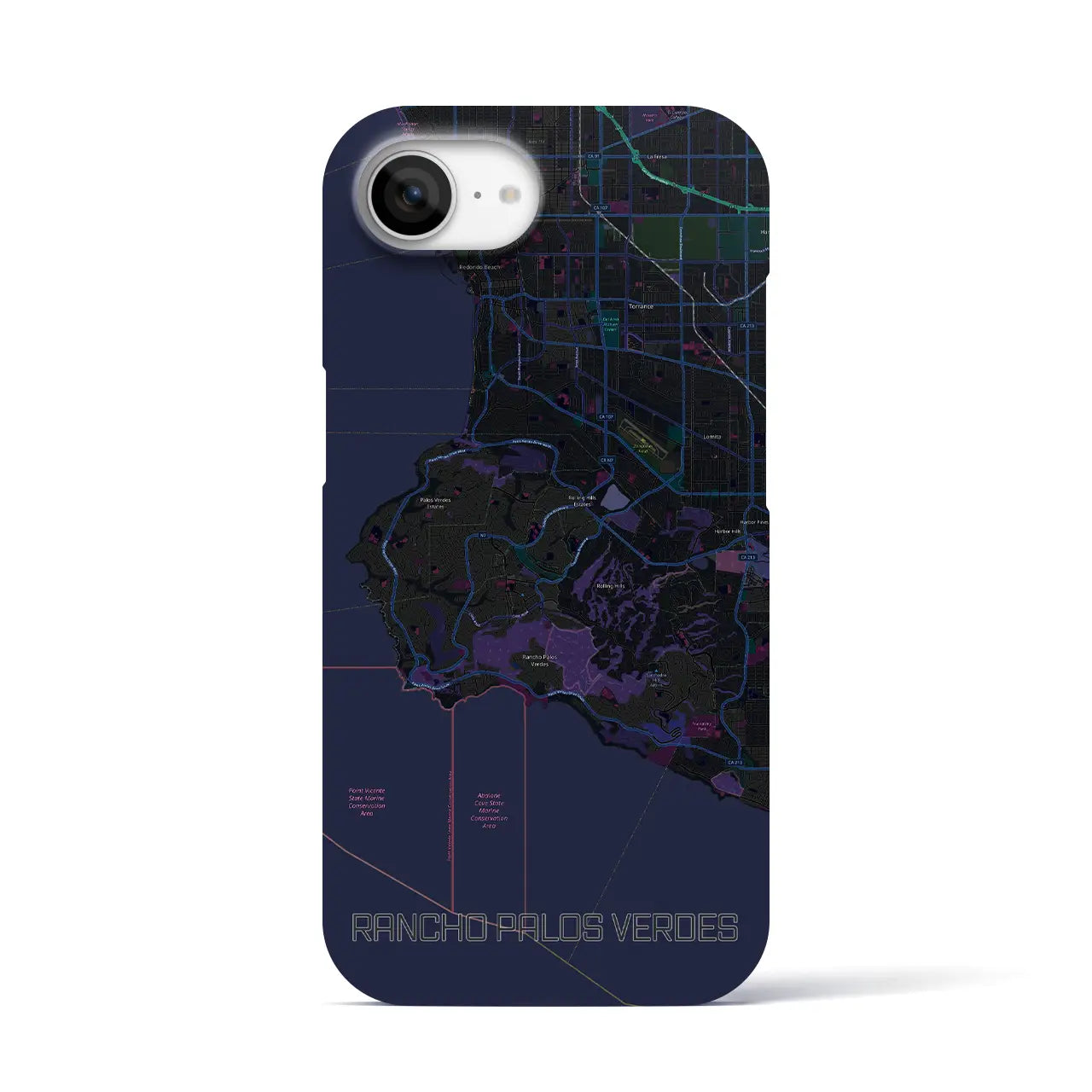 【ランチョ・パロス・ベルデス(アメリカ)】地図柄iPhoneケース(バックカバータイプ)
