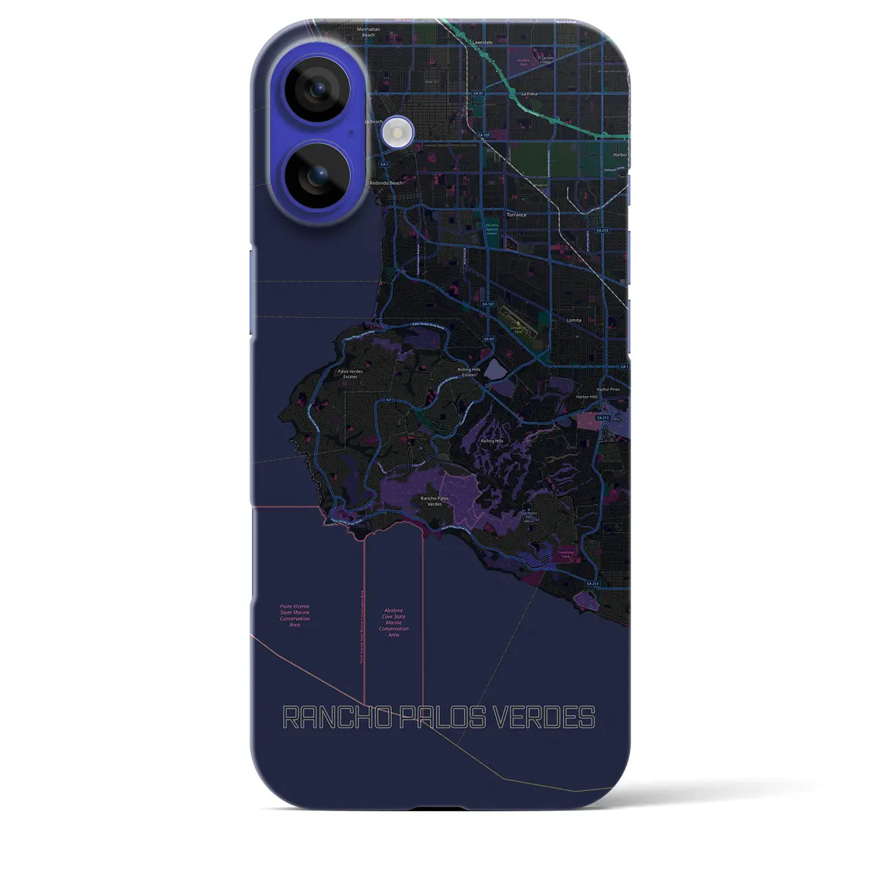 【ランチョ・パロス・ベルデス(アメリカ)】地図柄iPhoneケース(バックカバータイプ)
