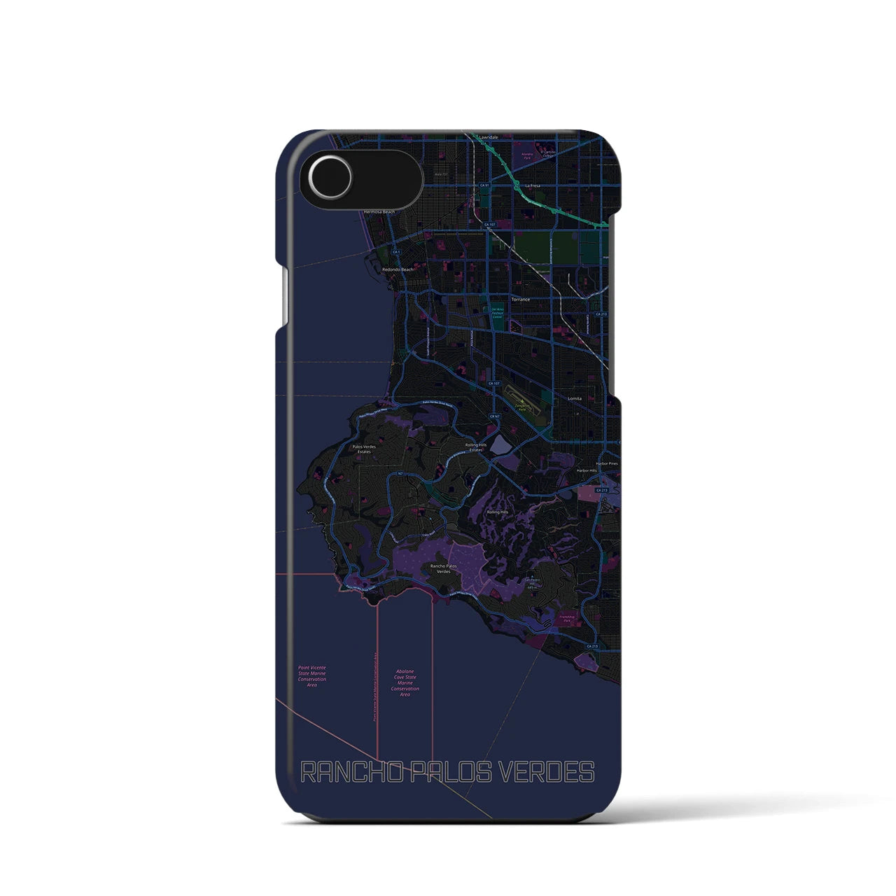 【ランチョ・パロス・ベルデス(アメリカ)】地図柄iPhoneケース(バックカバータイプ)