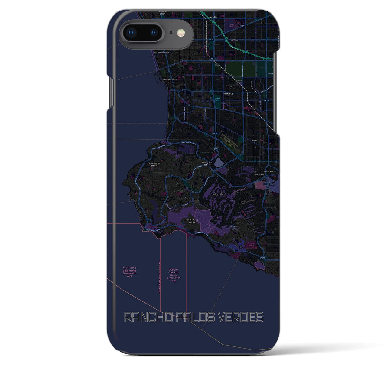 【ランチョ・パロス・ベルデス(アメリカ)】地図柄iPhoneケース(バックカバータイプ)