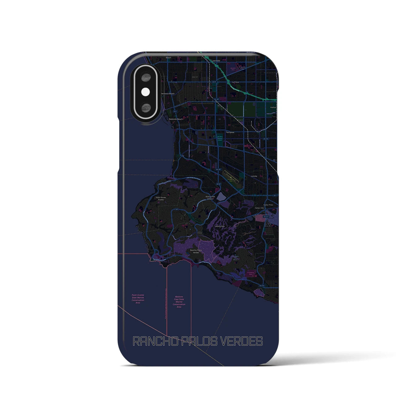 【ランチョ・パロス・ベルデス(アメリカ)】地図柄iPhoneケース(バックカバータイプ)