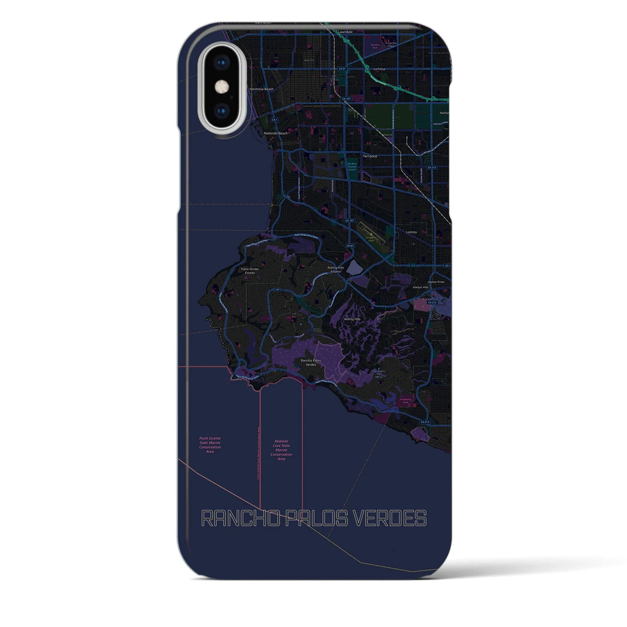【ランチョ・パロス・ベルデス(アメリカ)】地図柄iPhoneケース(バックカバータイプ)