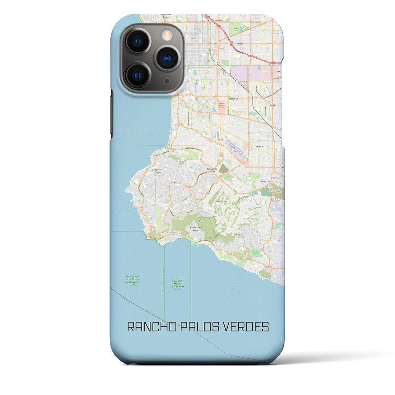 【ランチョ・パロス・ベルデス(アメリカ)】地図柄iPhoneケース(バックカバータイプ)