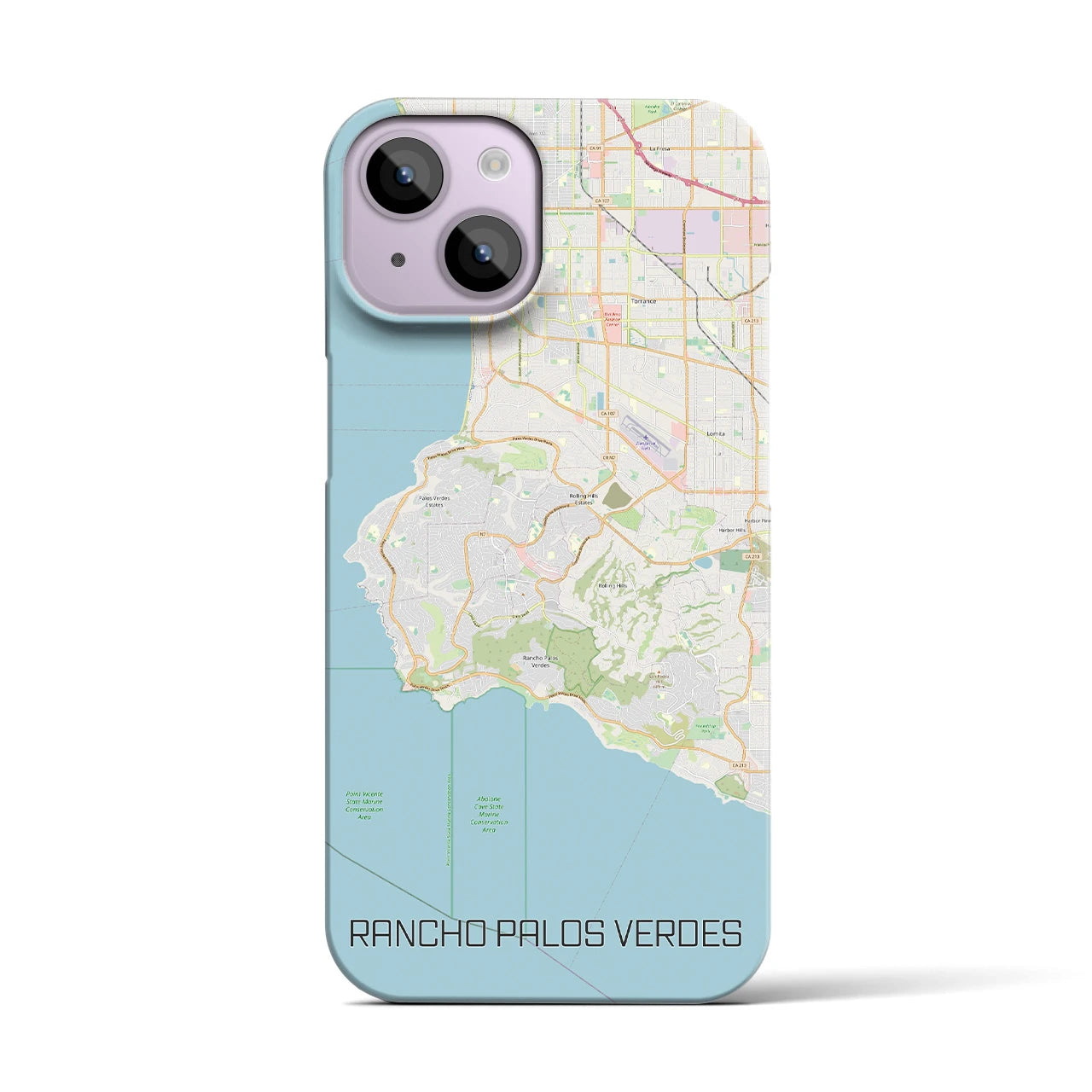 【ランチョ・パロス・ベルデス(アメリカ)】地図柄iPhoneケース(バックカバータイプ)