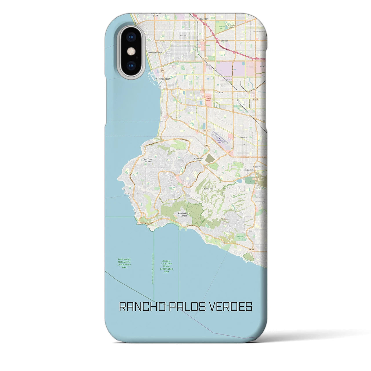 【ランチョ・パロス・ベルデス(アメリカ)】地図柄iPhoneケース(バックカバータイプ)
