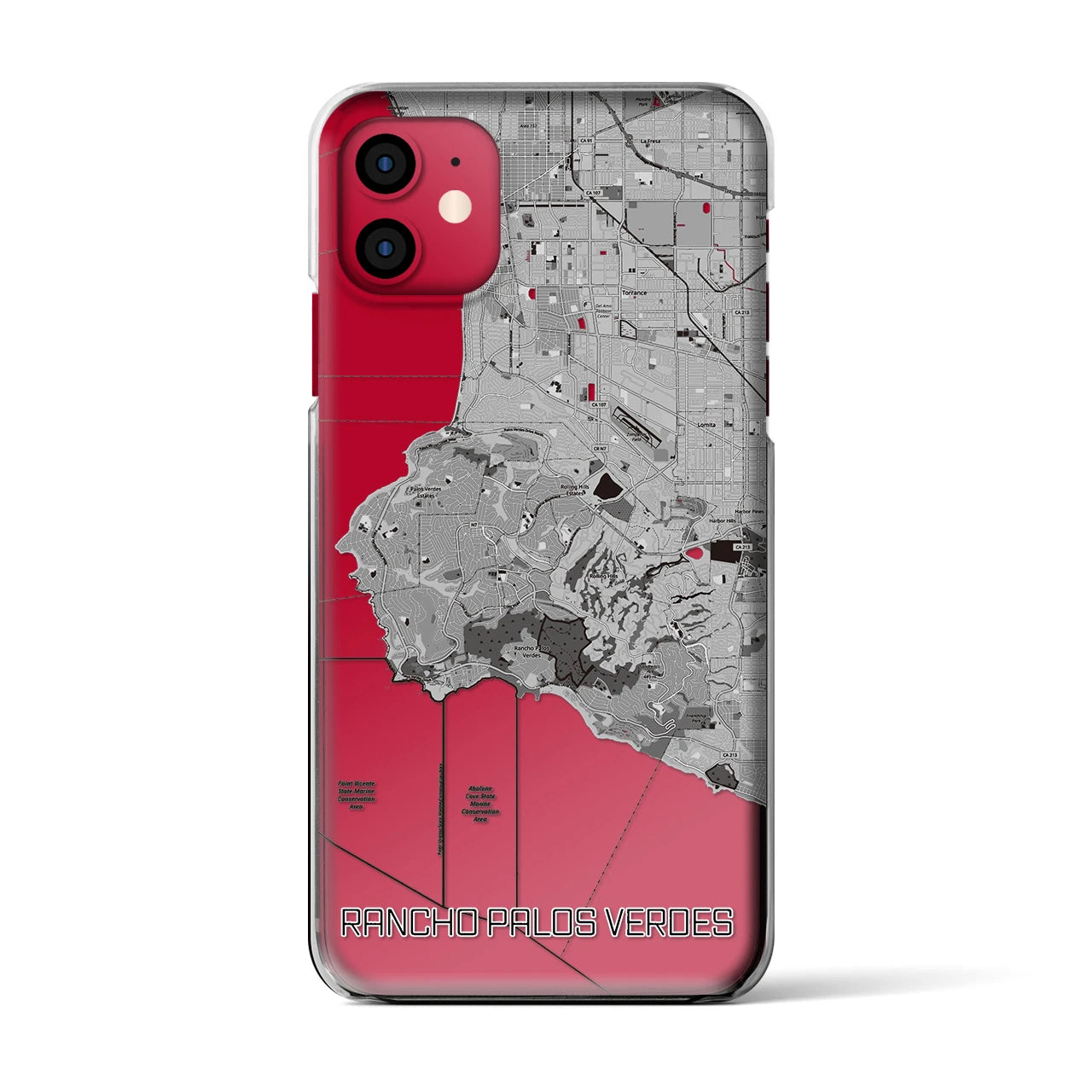 【ランチョ・パロス・ベルデス(アメリカ)】地図柄iPhoneケース(クリアタイプ)
