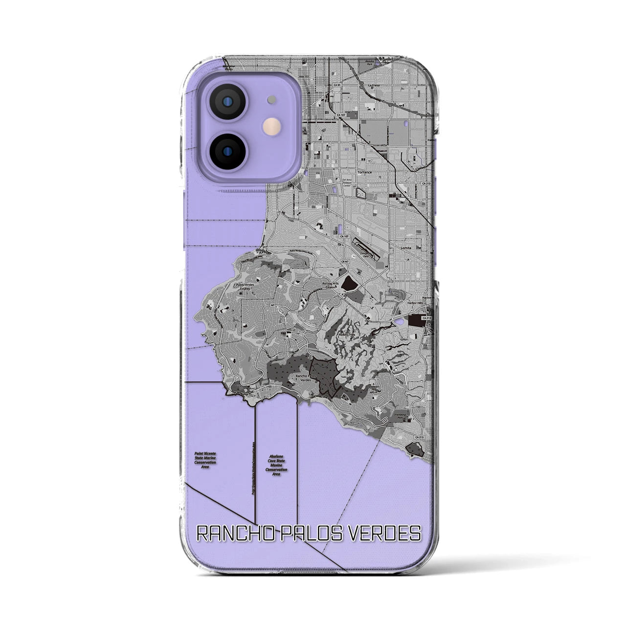 【ランチョ・パロス・ベルデス(アメリカ)】地図柄iPhoneケース(クリアタイプ)