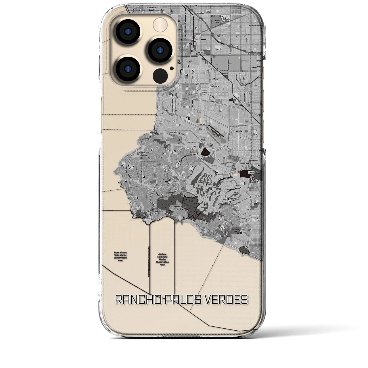 【ランチョ・パロス・ベルデス(アメリカ)】地図柄iPhoneケース(クリアタイプ)