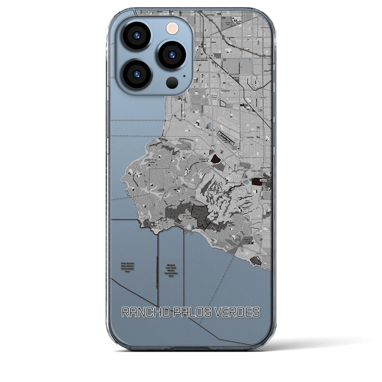 【ランチョ・パロス・ベルデス(アメリカ)】地図柄iPhoneケース(クリアタイプ)