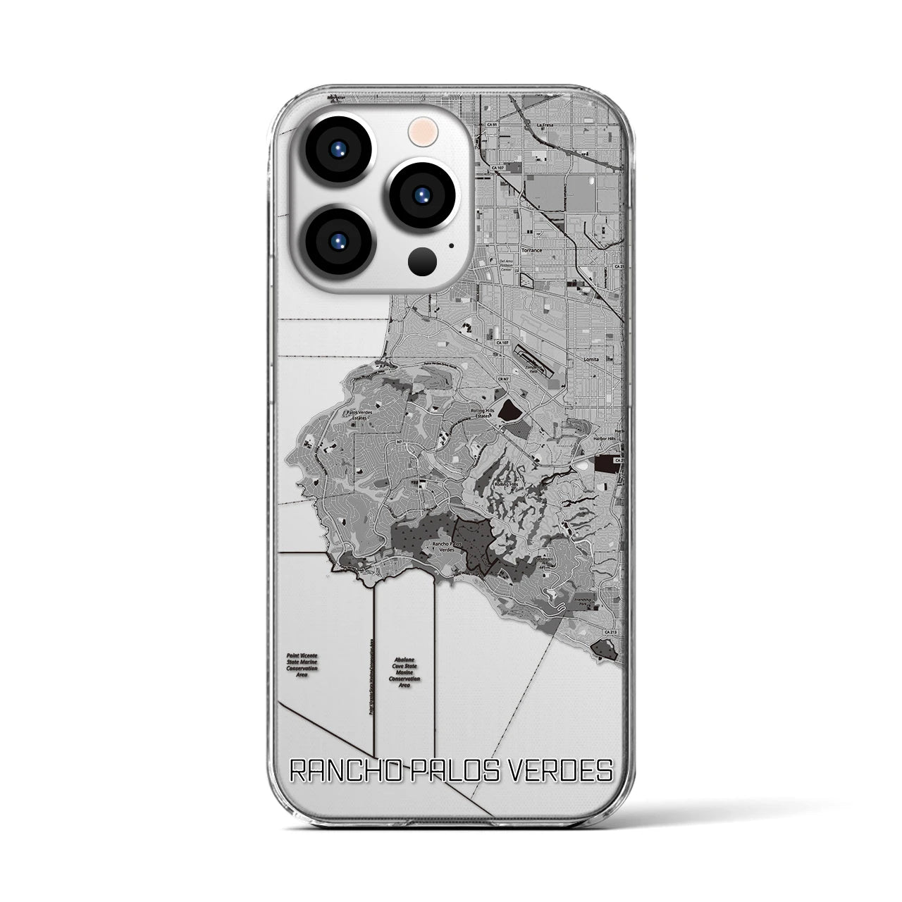 【ランチョ・パロス・ベルデス(アメリカ)】地図柄iPhoneケース(クリアタイプ)