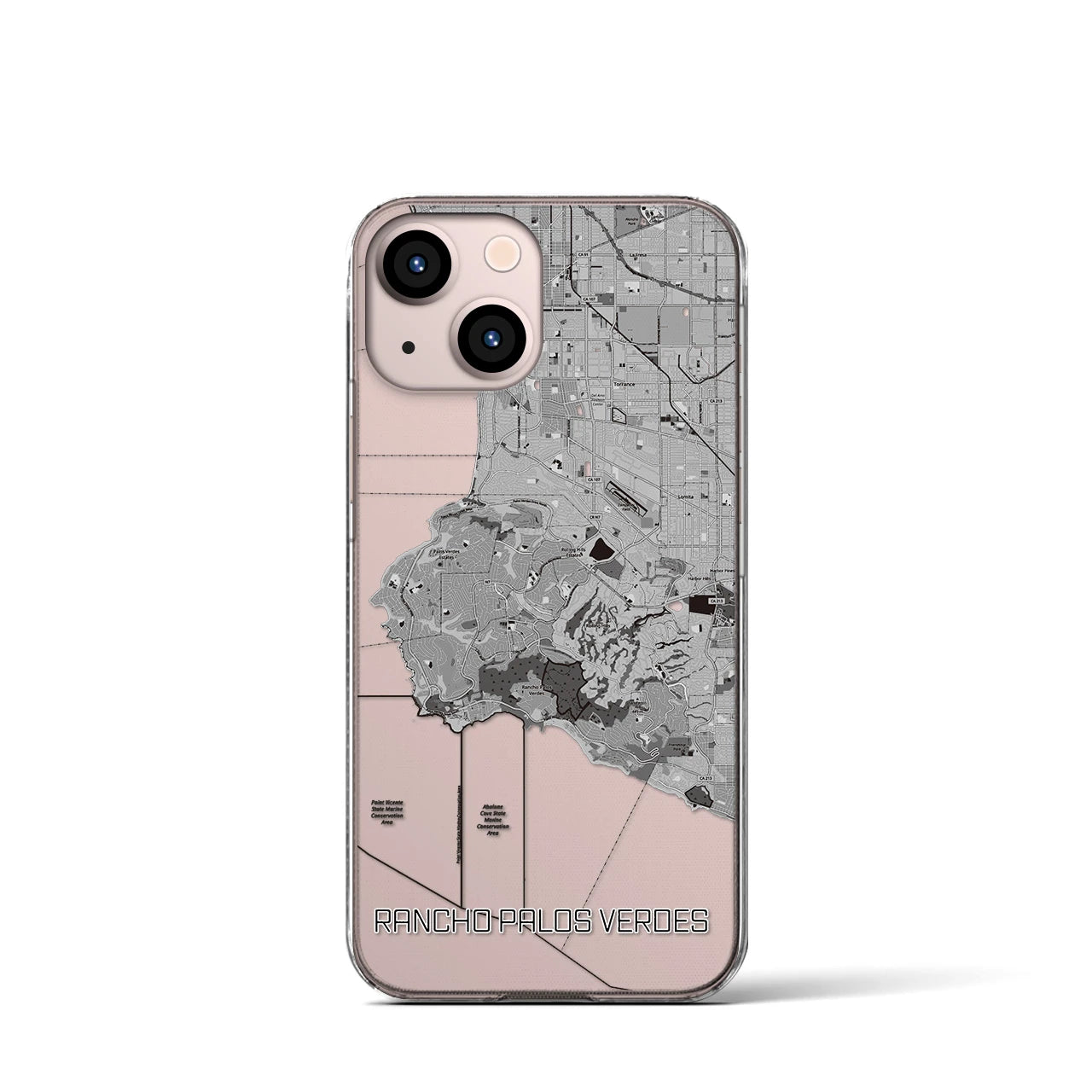 【ランチョ・パロス・ベルデス(アメリカ)】地図柄iPhoneケース(クリアタイプ)