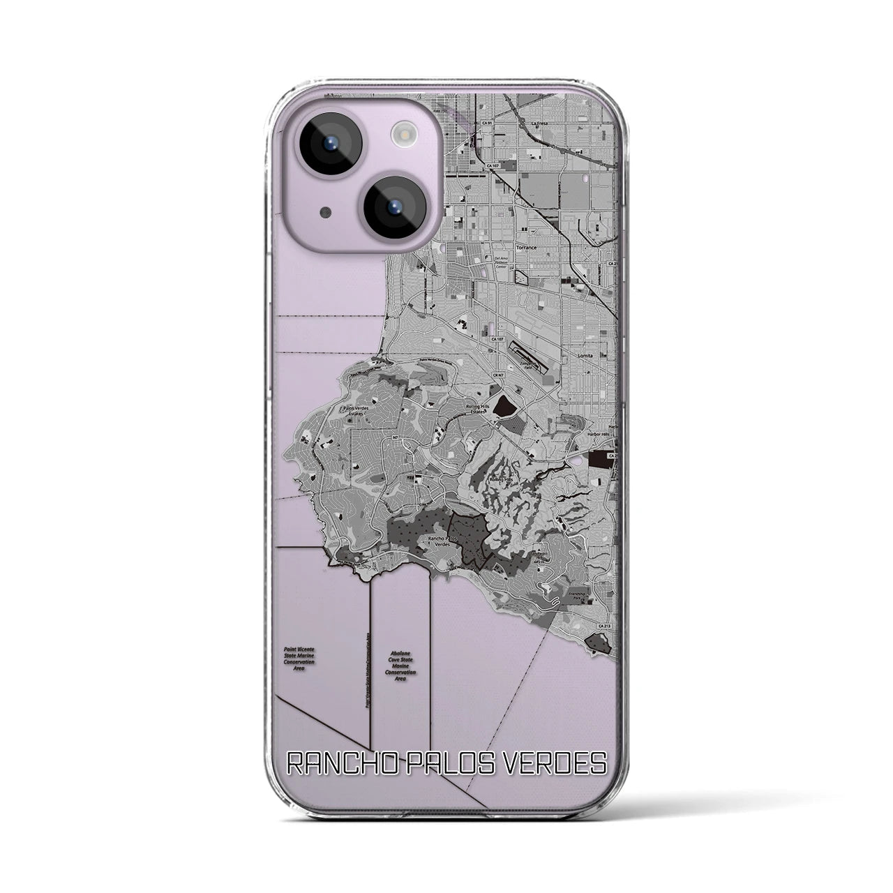 【ランチョ・パロス・ベルデス(アメリカ)】地図柄iPhoneケース(クリアタイプ)