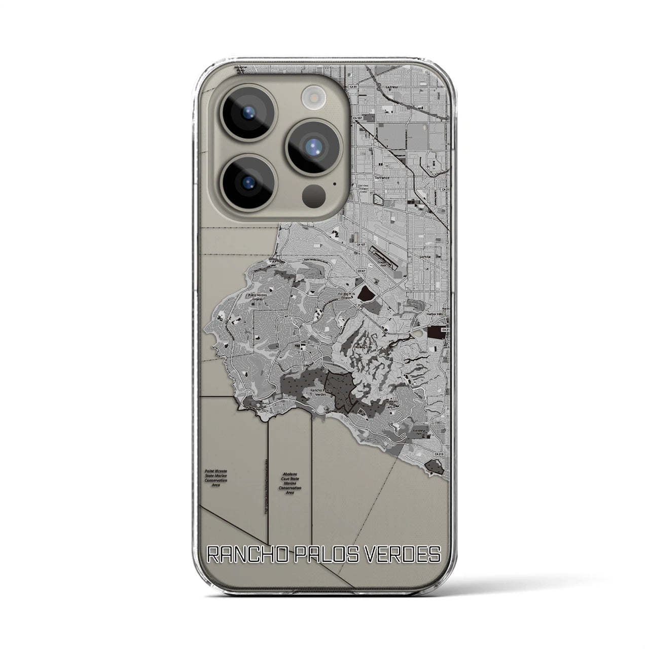 【ランチョ・パロス・ベルデス(アメリカ)】地図柄iPhoneケース(クリアタイプ)