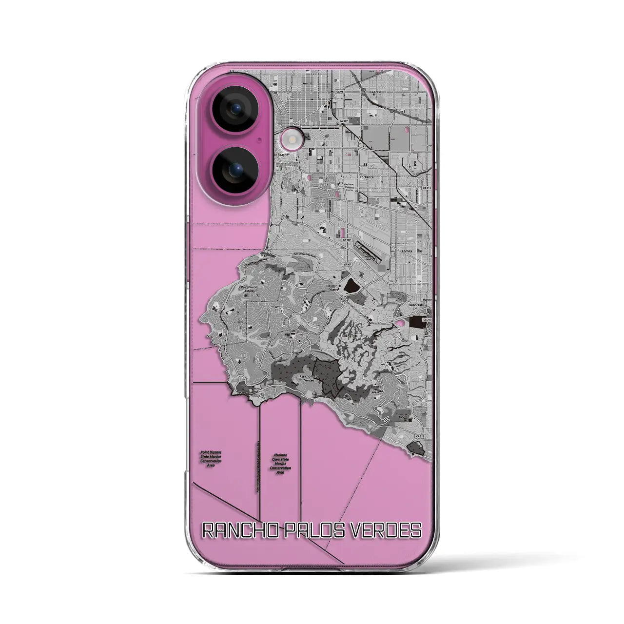 【ランチョ・パロス・ベルデス(アメリカ)】地図柄iPhoneケース(クリアタイプ)