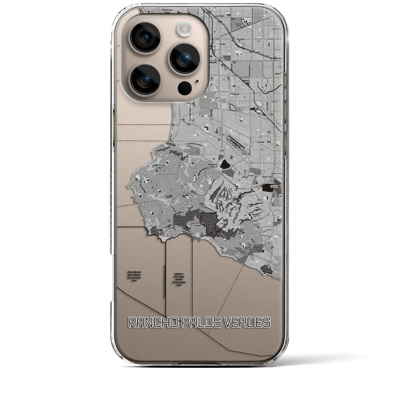 【ランチョ・パロス・ベルデス(アメリカ)】地図柄iPhoneケース(クリアタイプ)