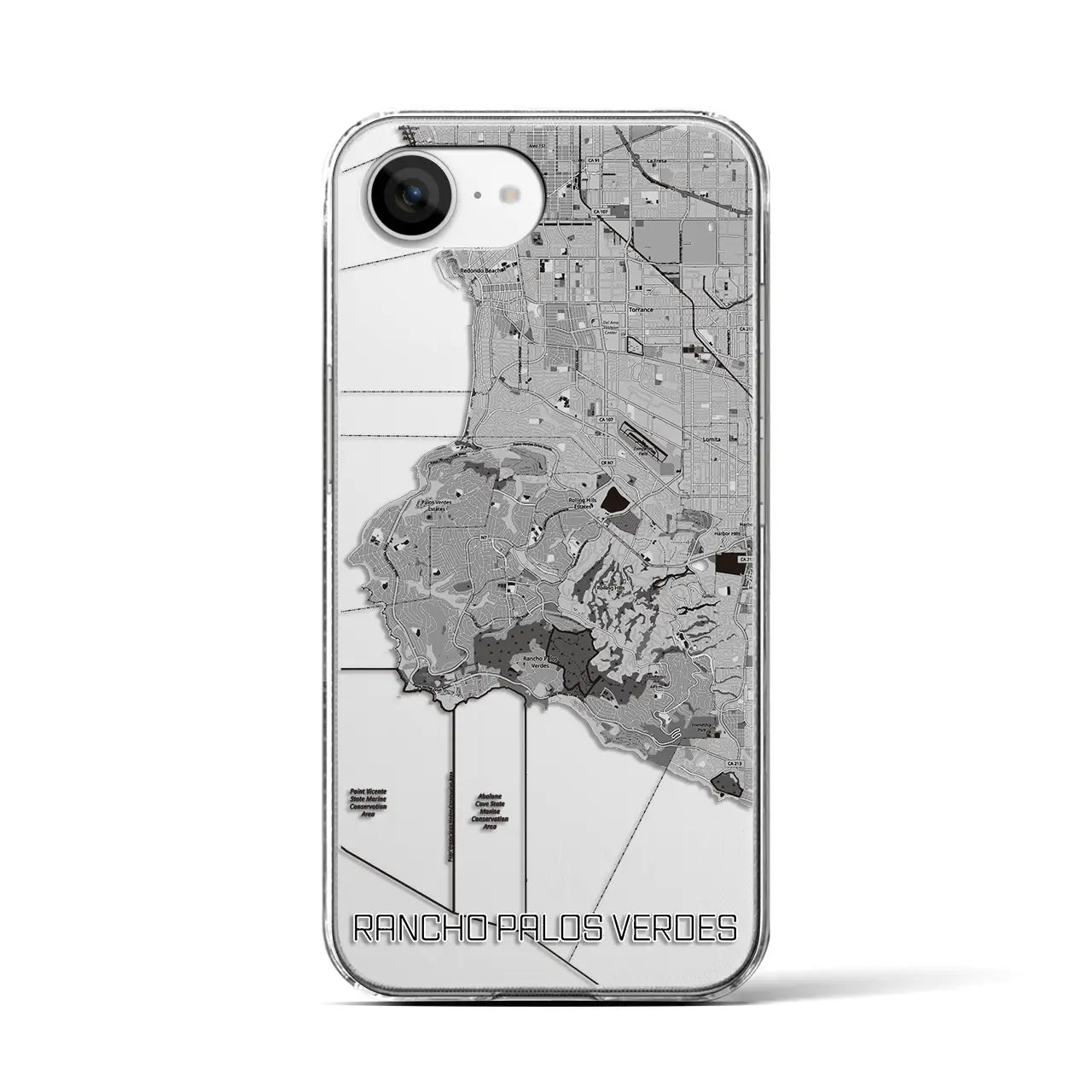 【ランチョ・パロス・ベルデス(アメリカ)】地図柄iPhoneケース(クリアタイプ)