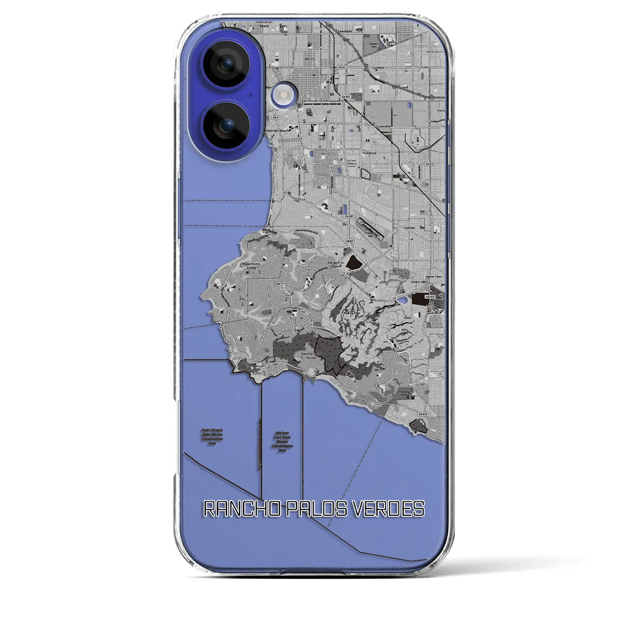 【ランチョ・パロス・ベルデス(アメリカ)】地図柄iPhoneケース(クリアタイプ)