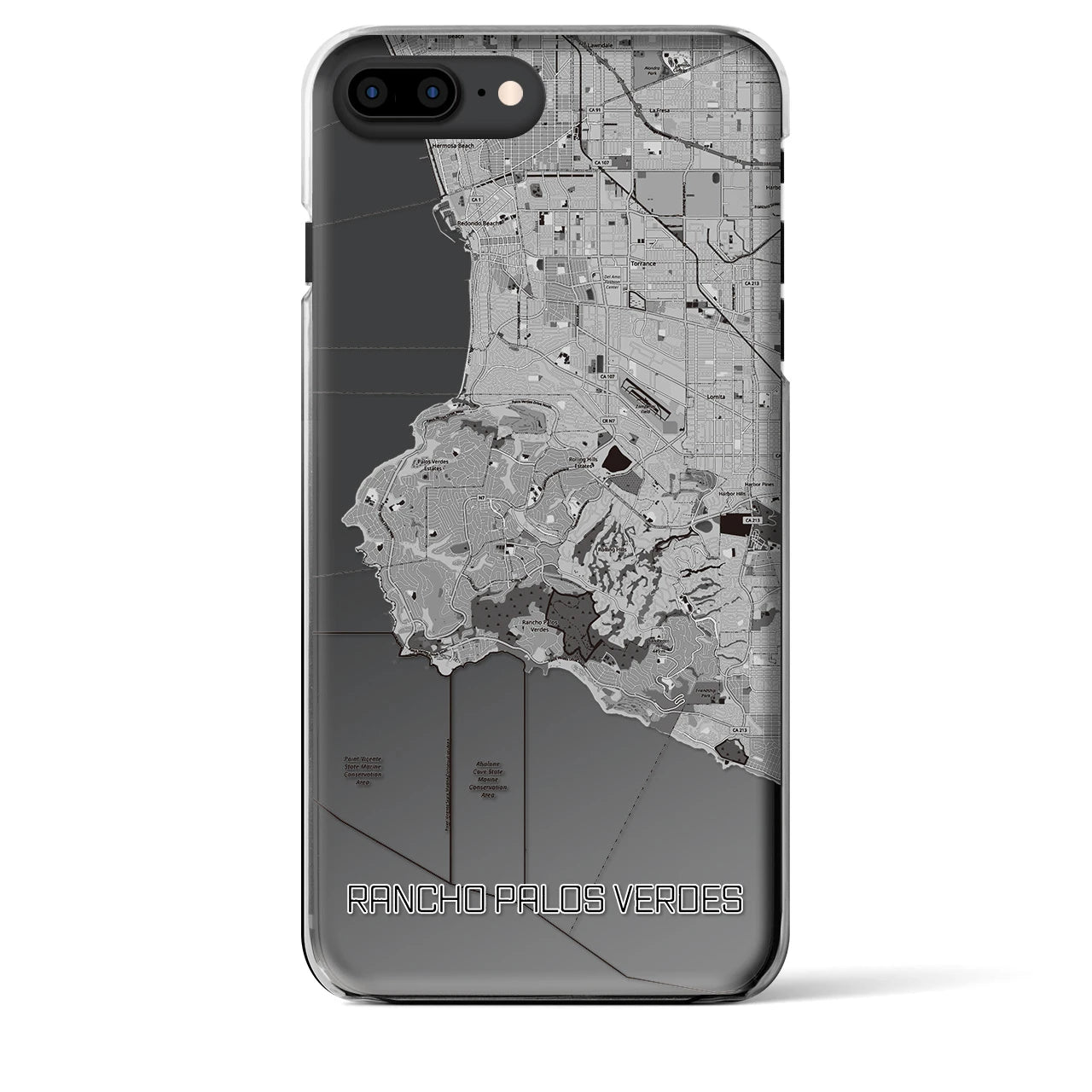 【ランチョ・パロス・ベルデス(アメリカ)】地図柄iPhoneケース(クリアタイプ)