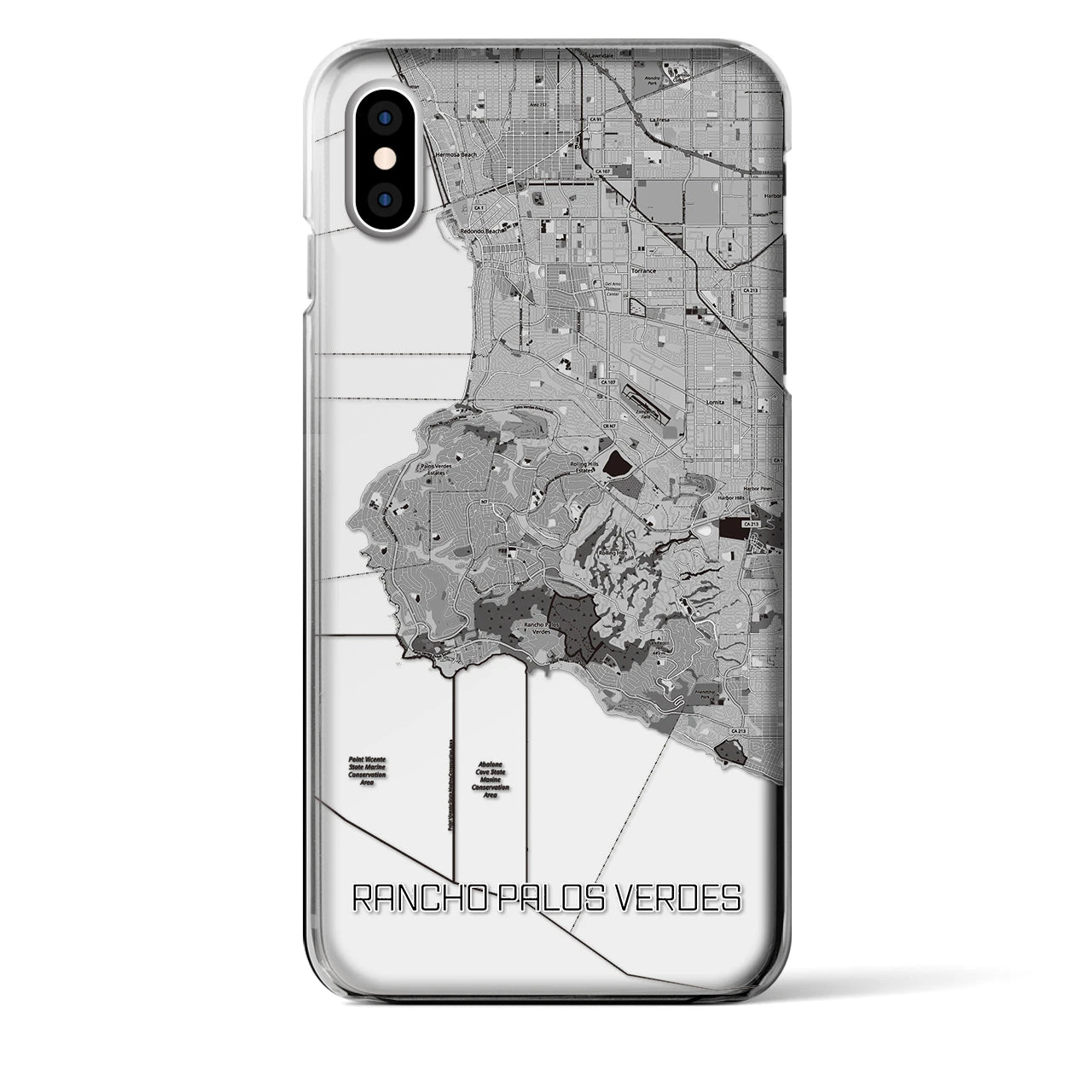 【ランチョ・パロス・ベルデス(アメリカ)】地図柄iPhoneケース(クリアタイプ)