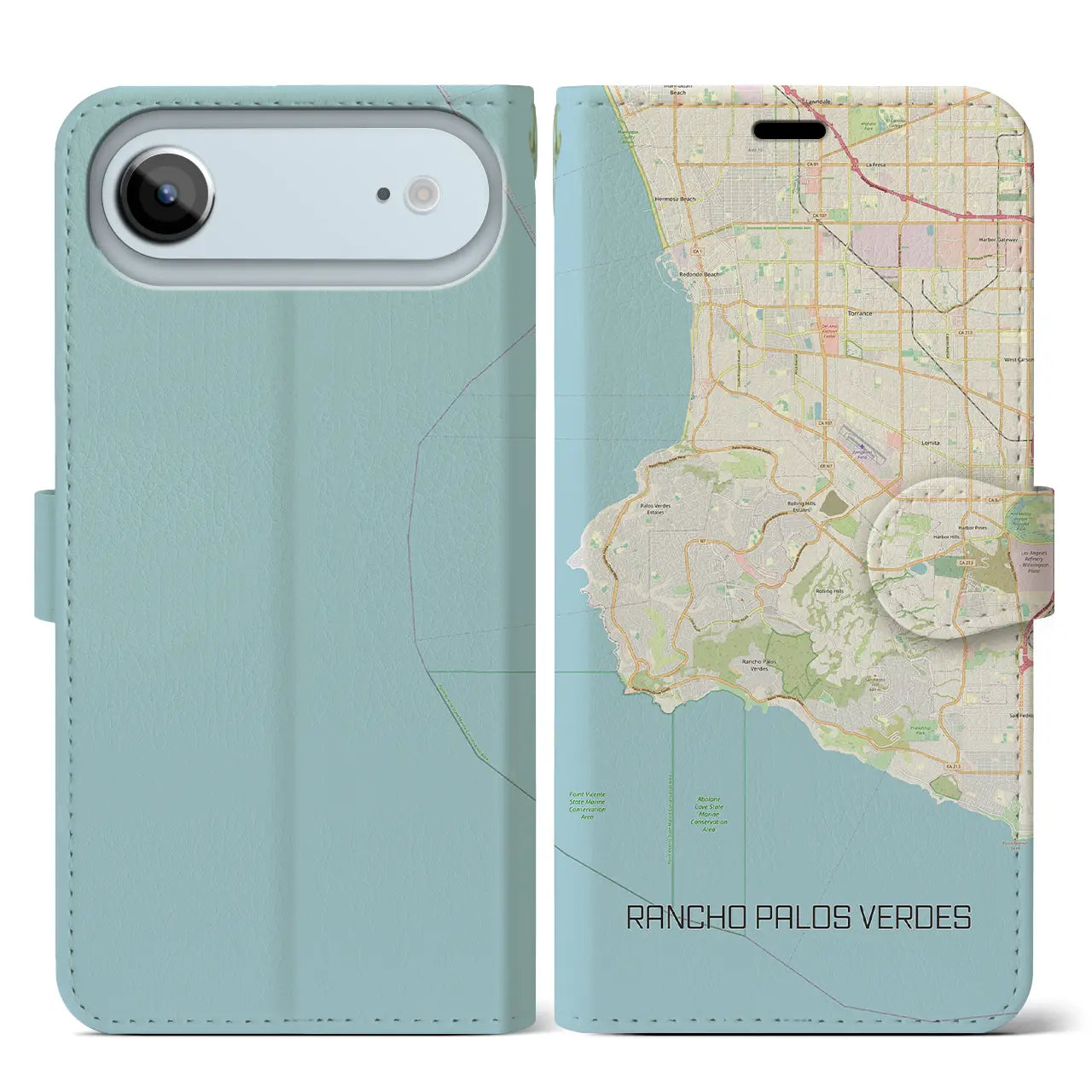 【ランチョ・パロス・ベルデス(アメリカ)】地図柄iPhoneケース(手帳タイプ)