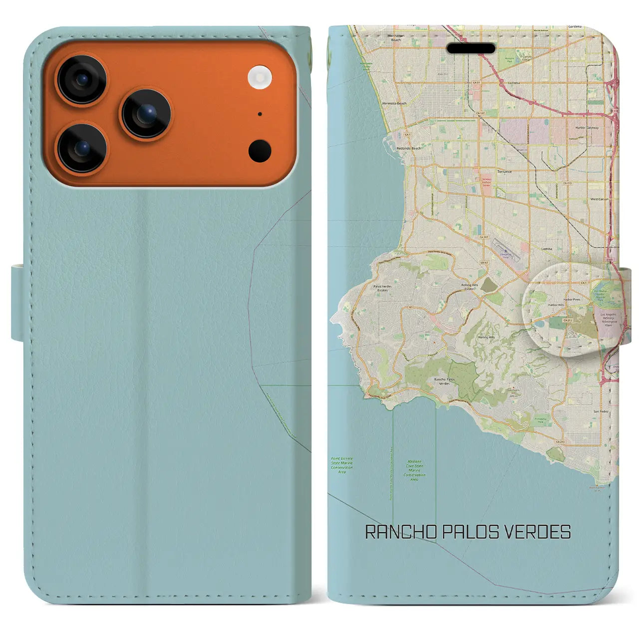 【ランチョ・パロス・ベルデス(アメリカ)】地図柄iPhoneケース(手帳タイプ)