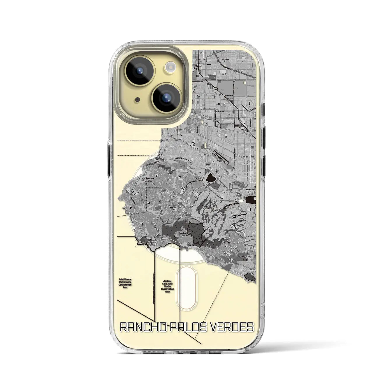 【ランチョ・パロス・ベルデス(アメリカ)】地図柄iPhoneケース(MagSafeタイプ)