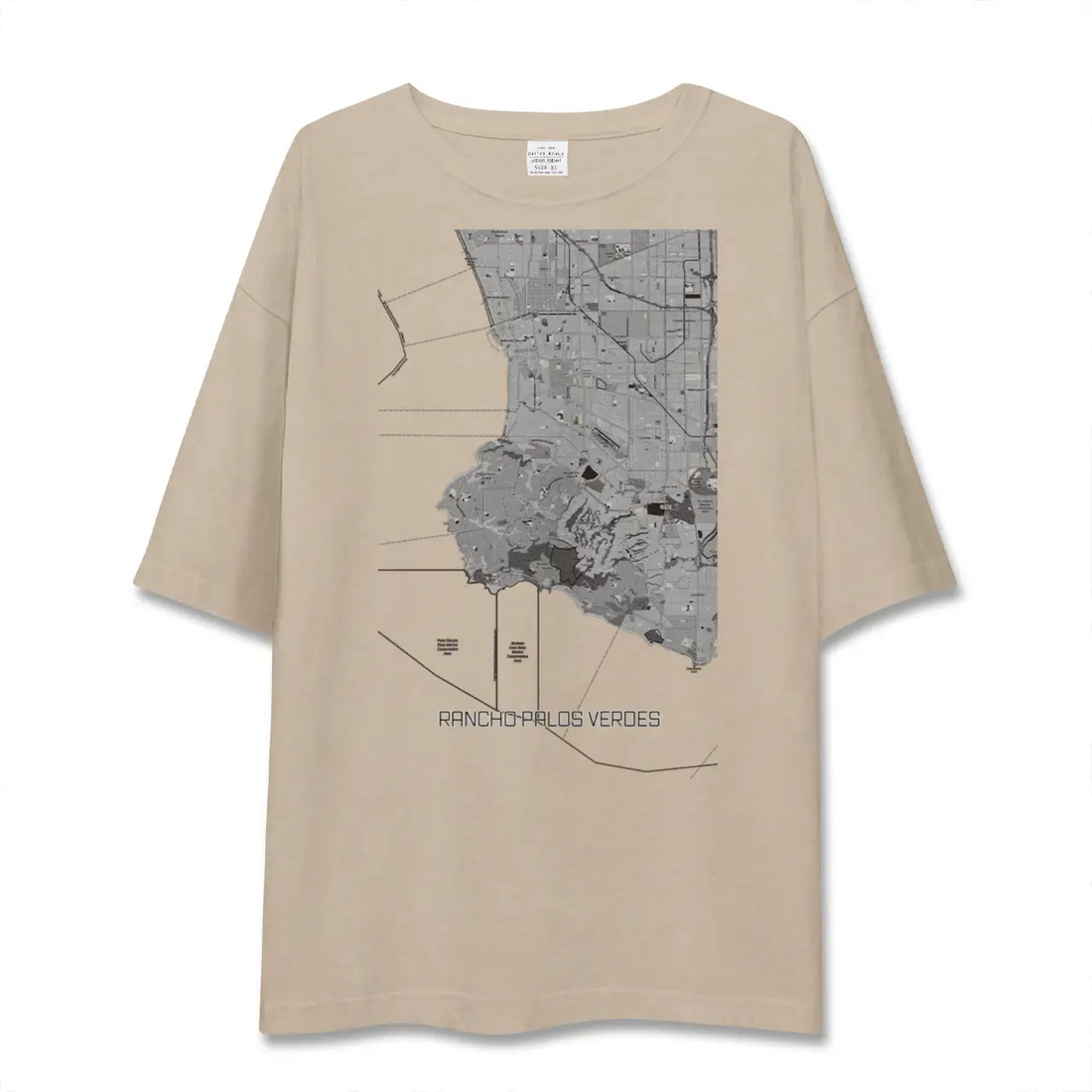 【ランチョ・パロス・ベルデス(アメリカ)】地図柄ビッグシルエットTシャツ