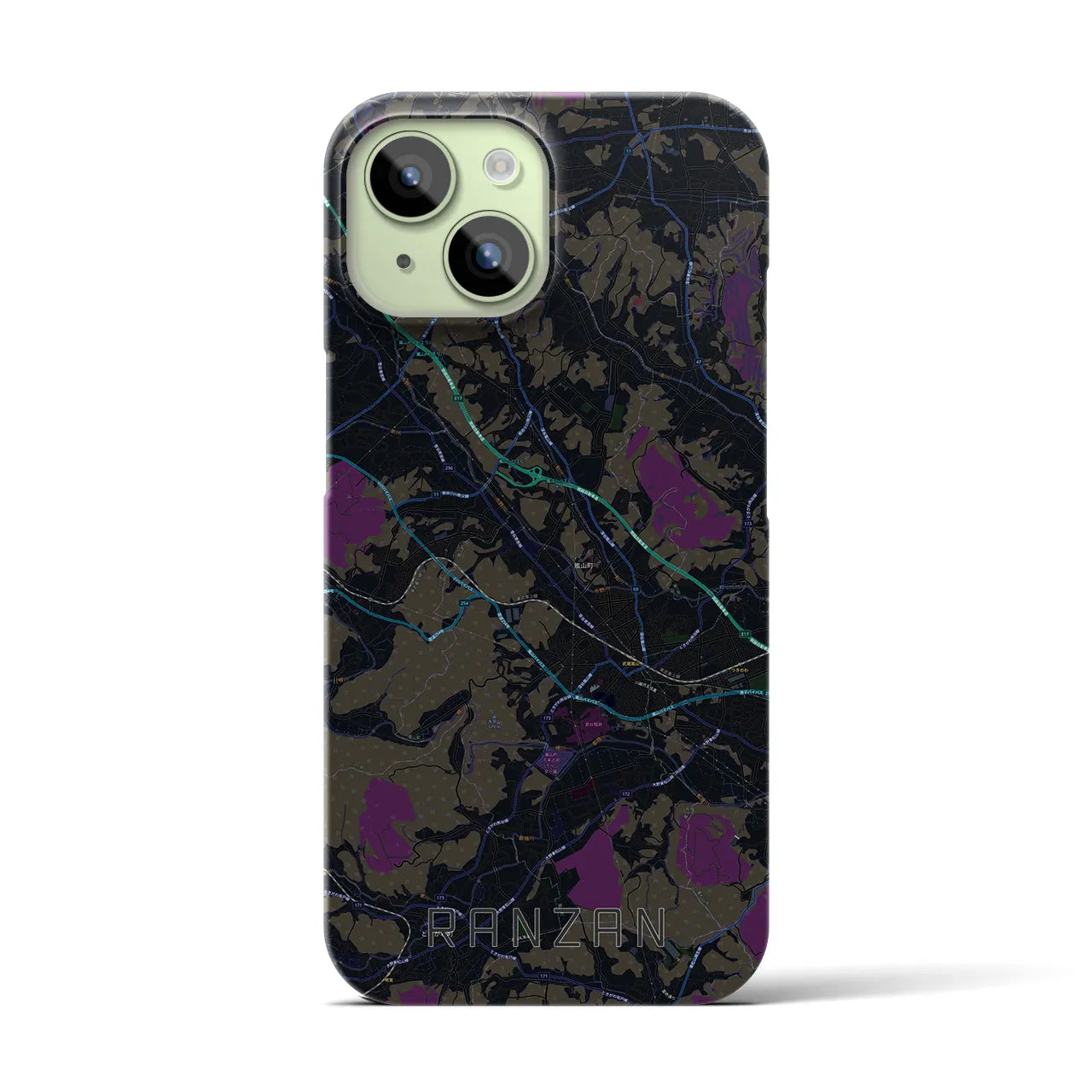 【嵐山(埼玉県)】地図柄iPhoneケース(バックカバータイプ)