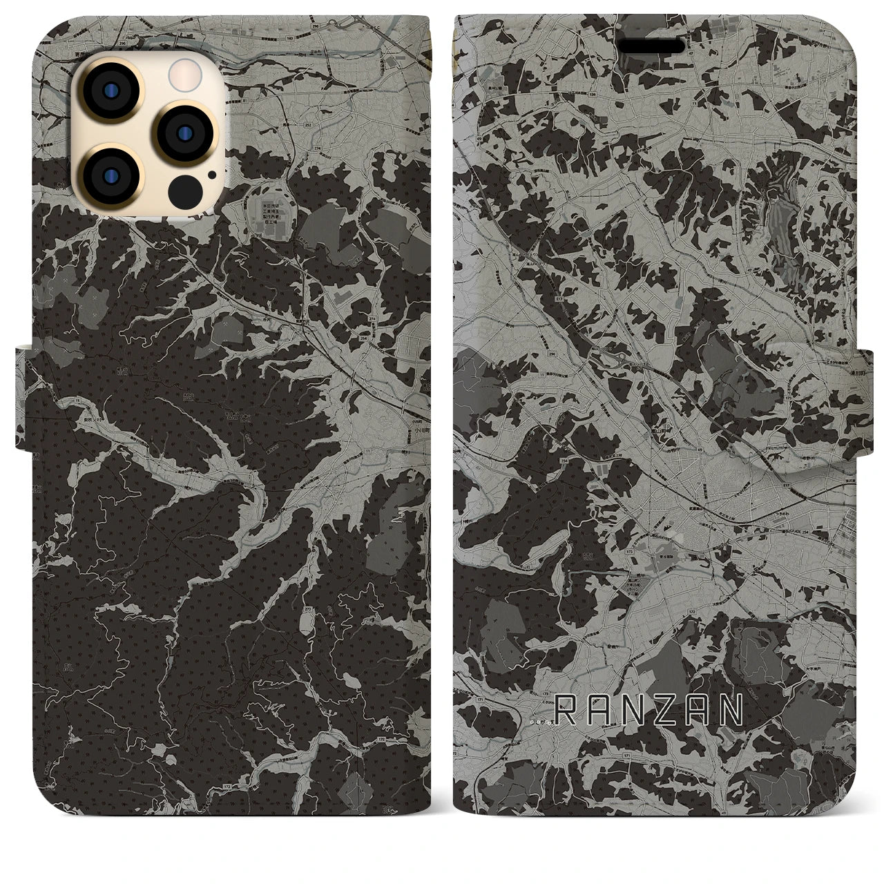 【嵐山(埼玉県)】地図柄iPhoneケース(手帳タイプ)