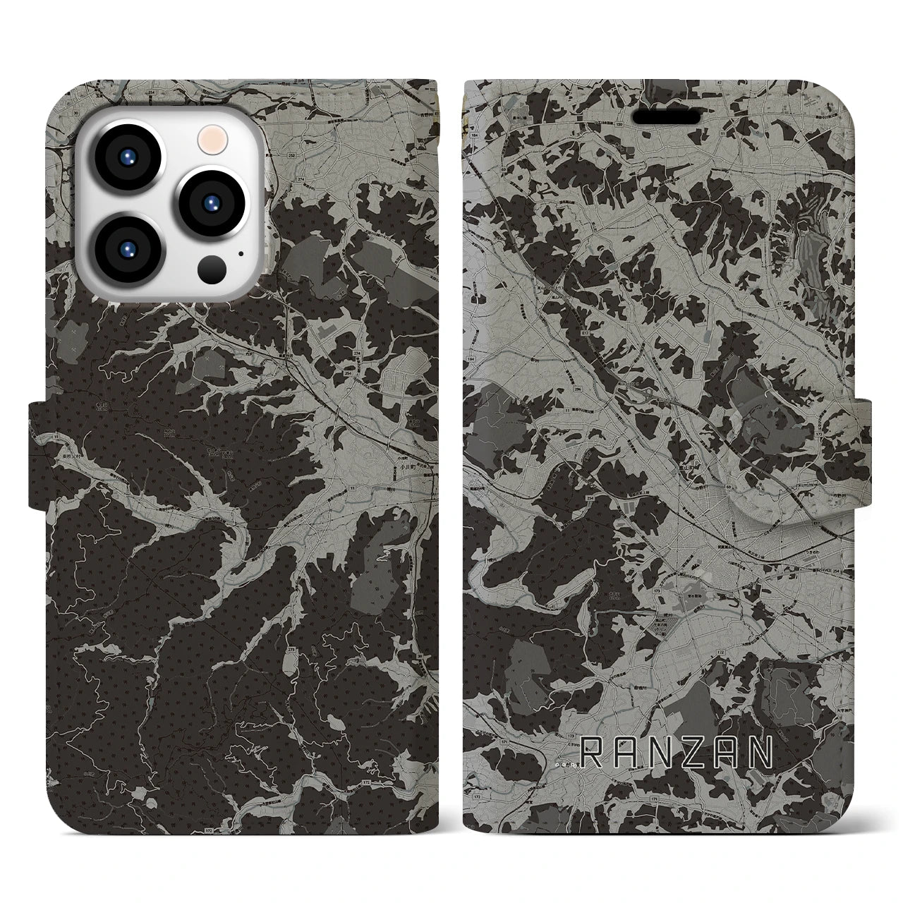 【嵐山(埼玉県)】地図柄iPhoneケース(手帳タイプ)