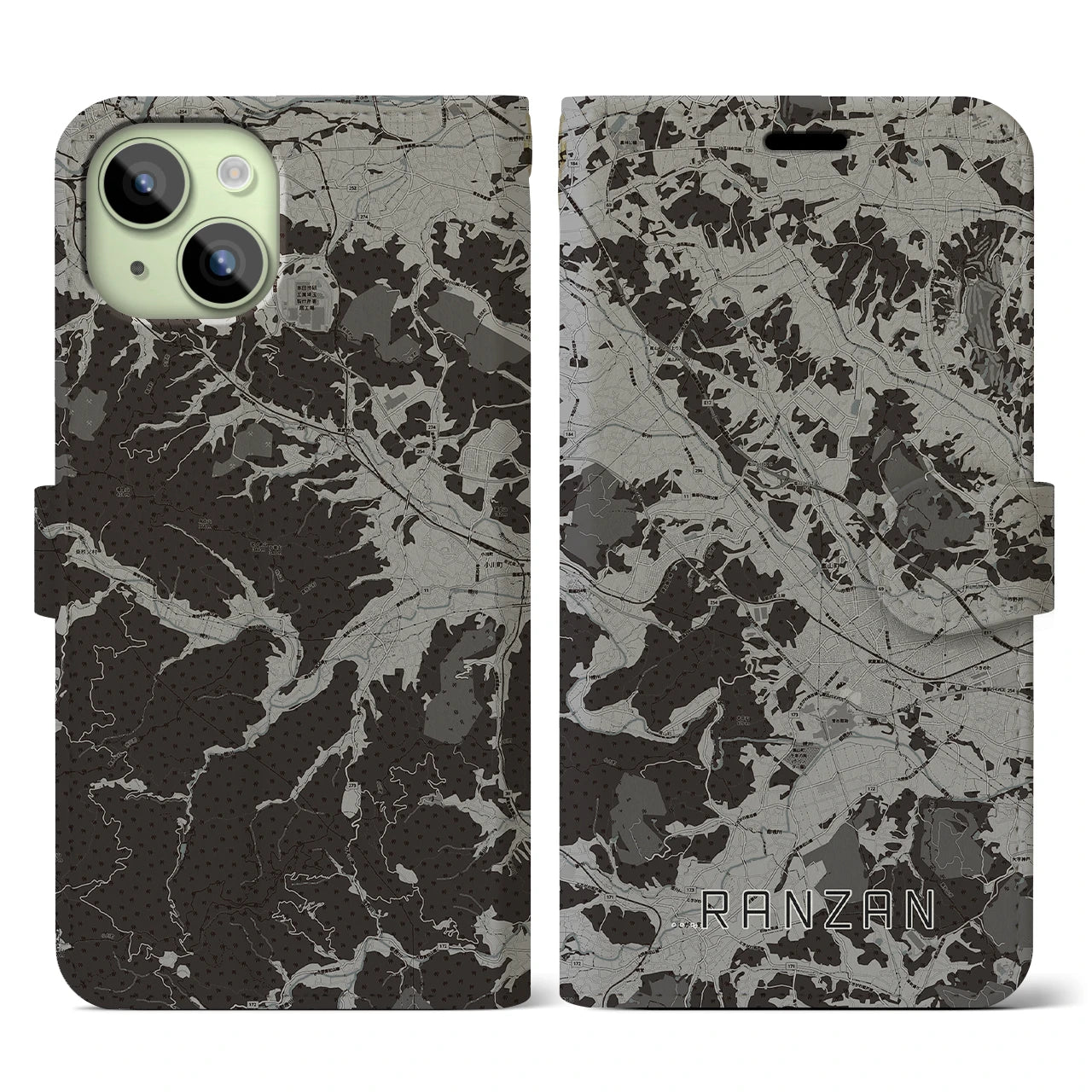 【嵐山(埼玉県)】地図柄iPhoneケース(手帳タイプ)