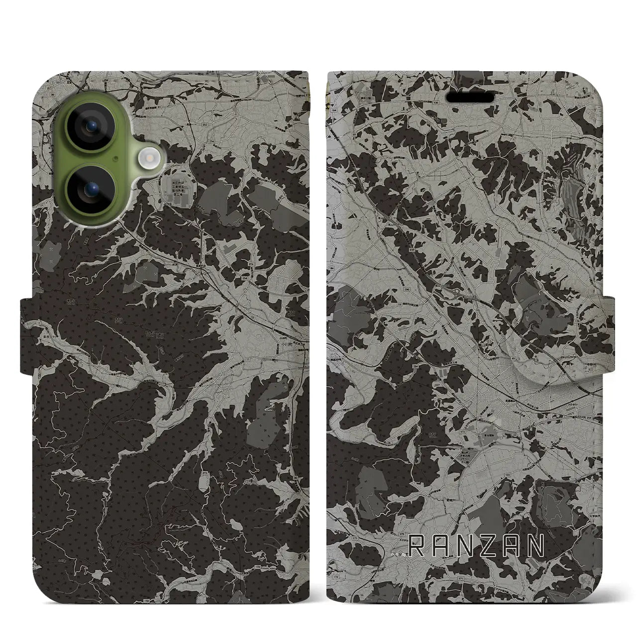 【嵐山(埼玉県)】地図柄iPhoneケース(手帳タイプ)