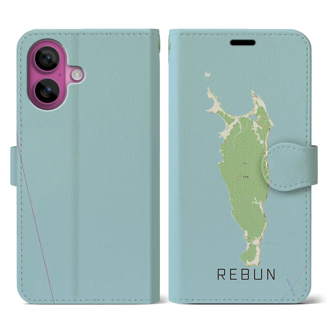 【礼文(北海道)】地図柄iPhoneケース(手帳タイプ)ナチュラル・iPhone 16 Pro 用