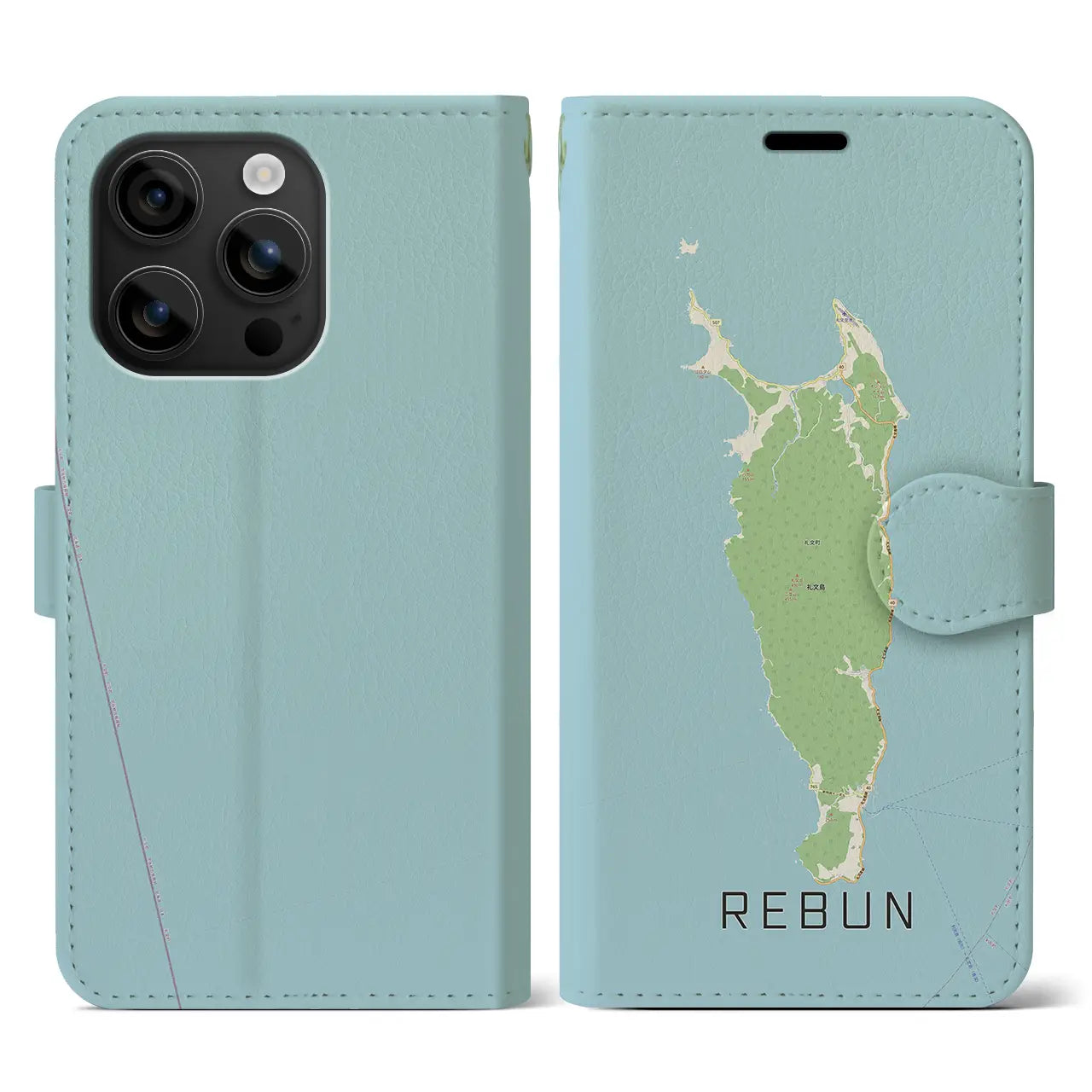 【礼文(北海道)】地図柄iPhoneケース(手帳タイプ)ナチュラル・iPhone 16 用