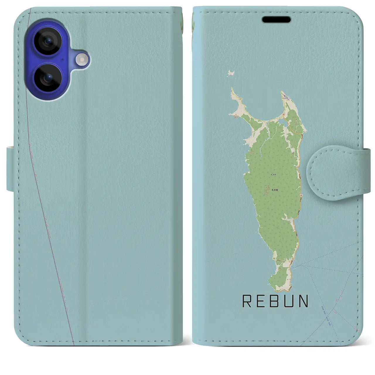 【礼文(北海道)】地図柄iPhoneケース(手帳タイプ)ナチュラル・iPhone 16 Pro Max 用