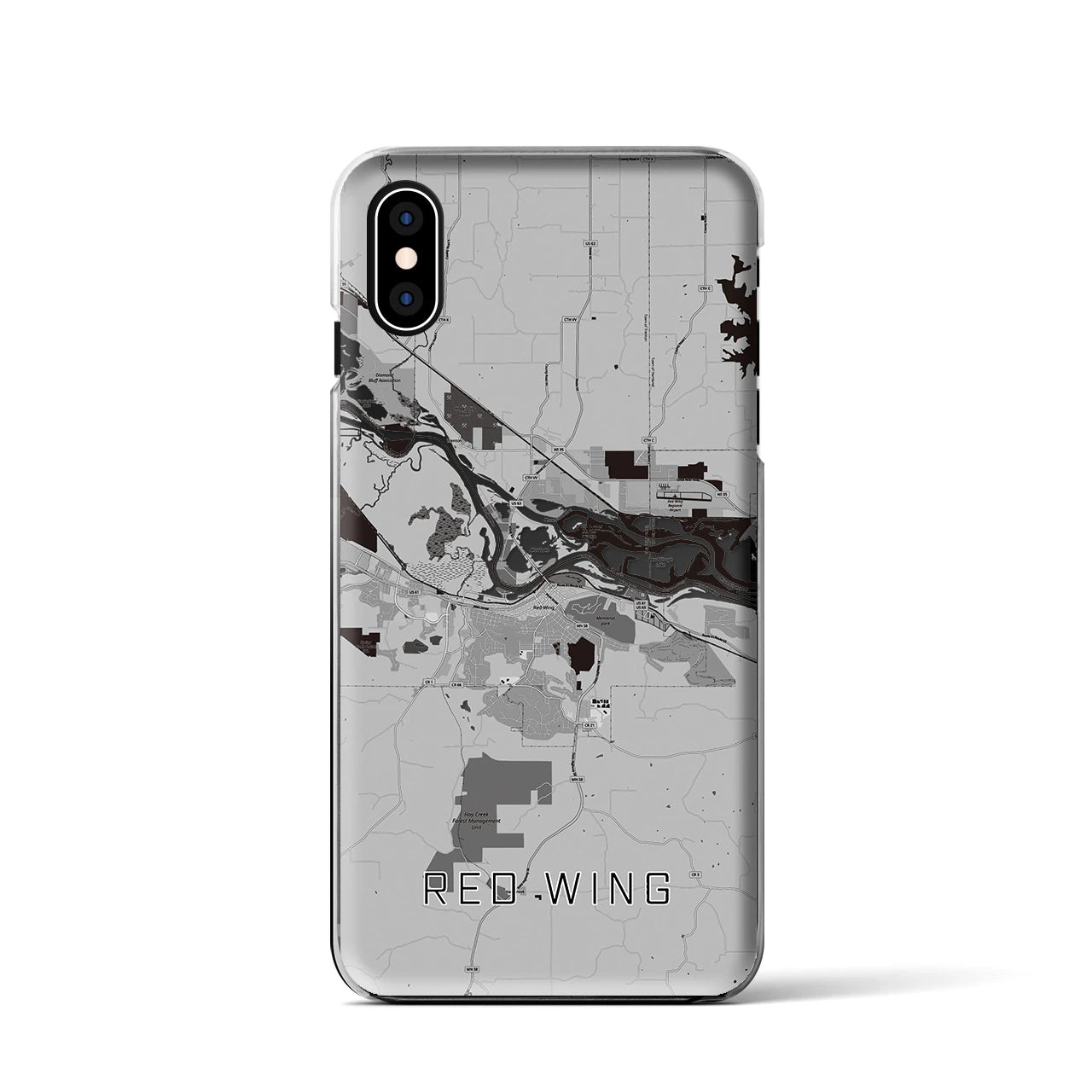 【レッドウイング(アメリカ)】地図柄iPhoneケース(クリアタイプ)モノトーン・iPhone XS / X 用