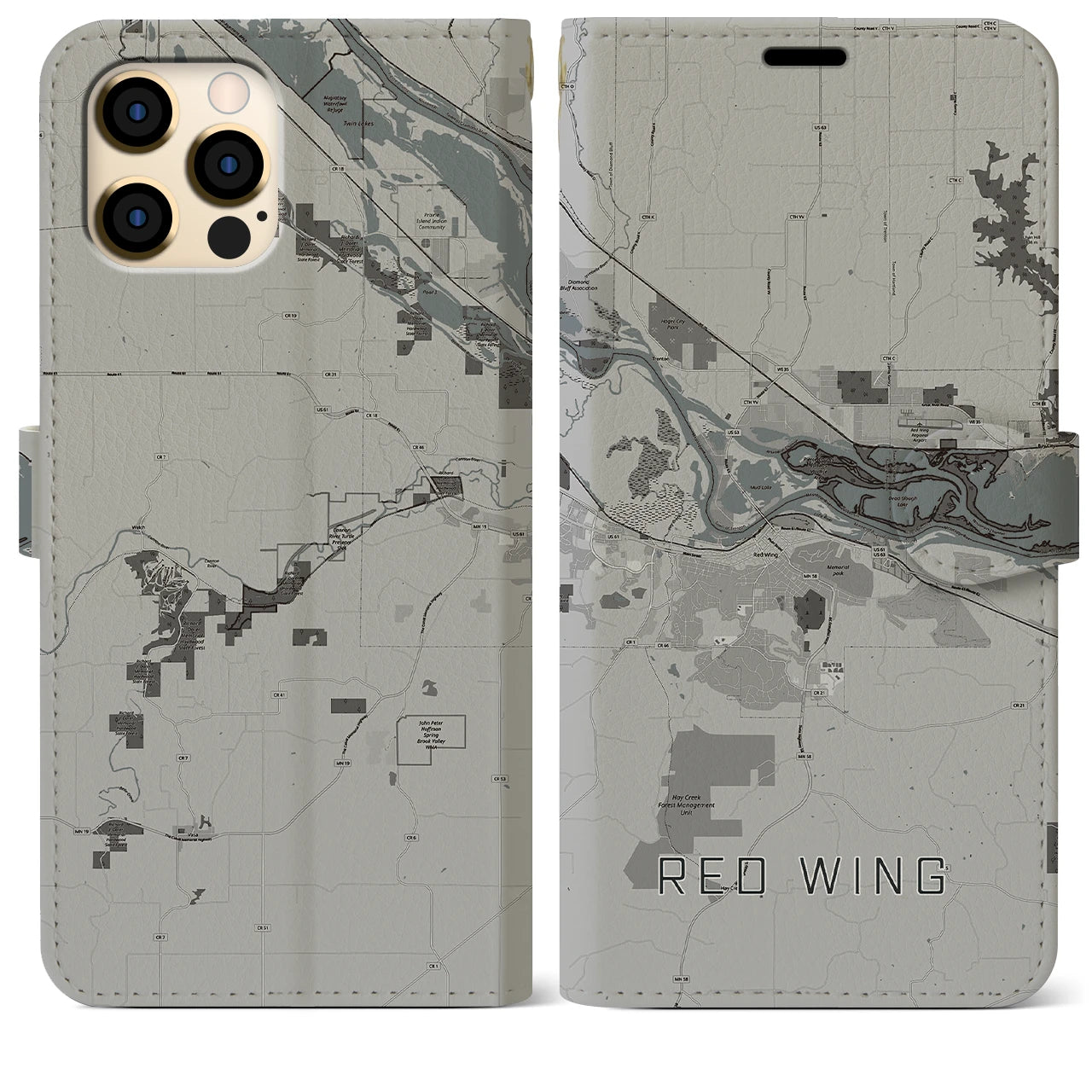 【レッドウイング(アメリカ)】地図柄iPhoneケース(手帳タイプ)