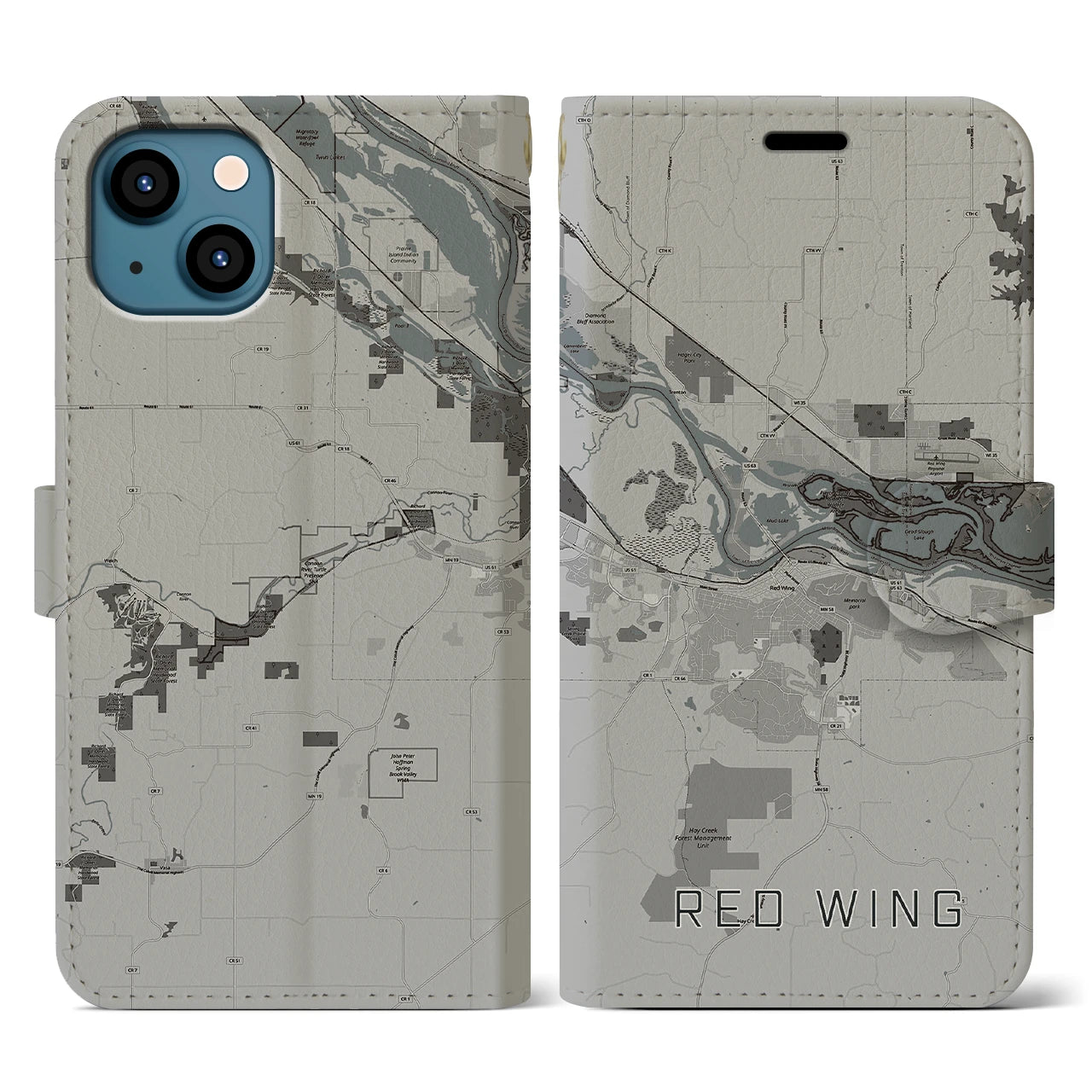 【レッドウイング(アメリカ)】地図柄iPhoneケース(手帳タイプ)