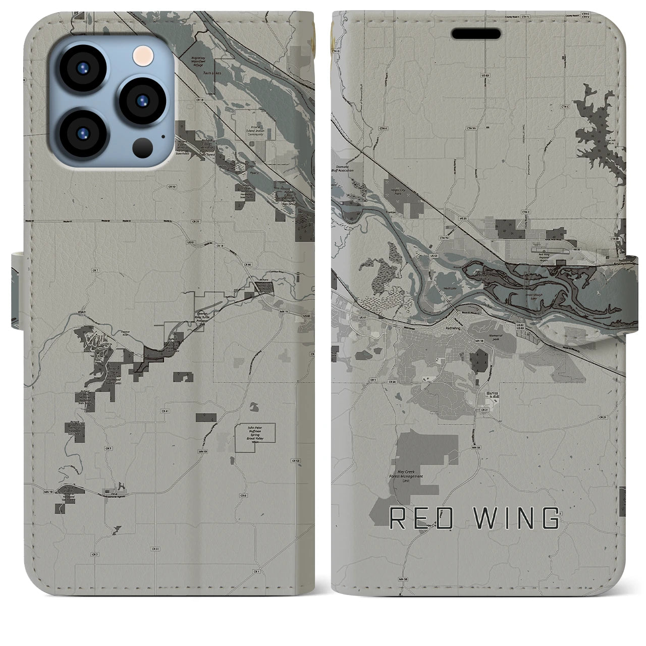【レッドウイング(アメリカ)】地図柄iPhoneケース(手帳タイプ)