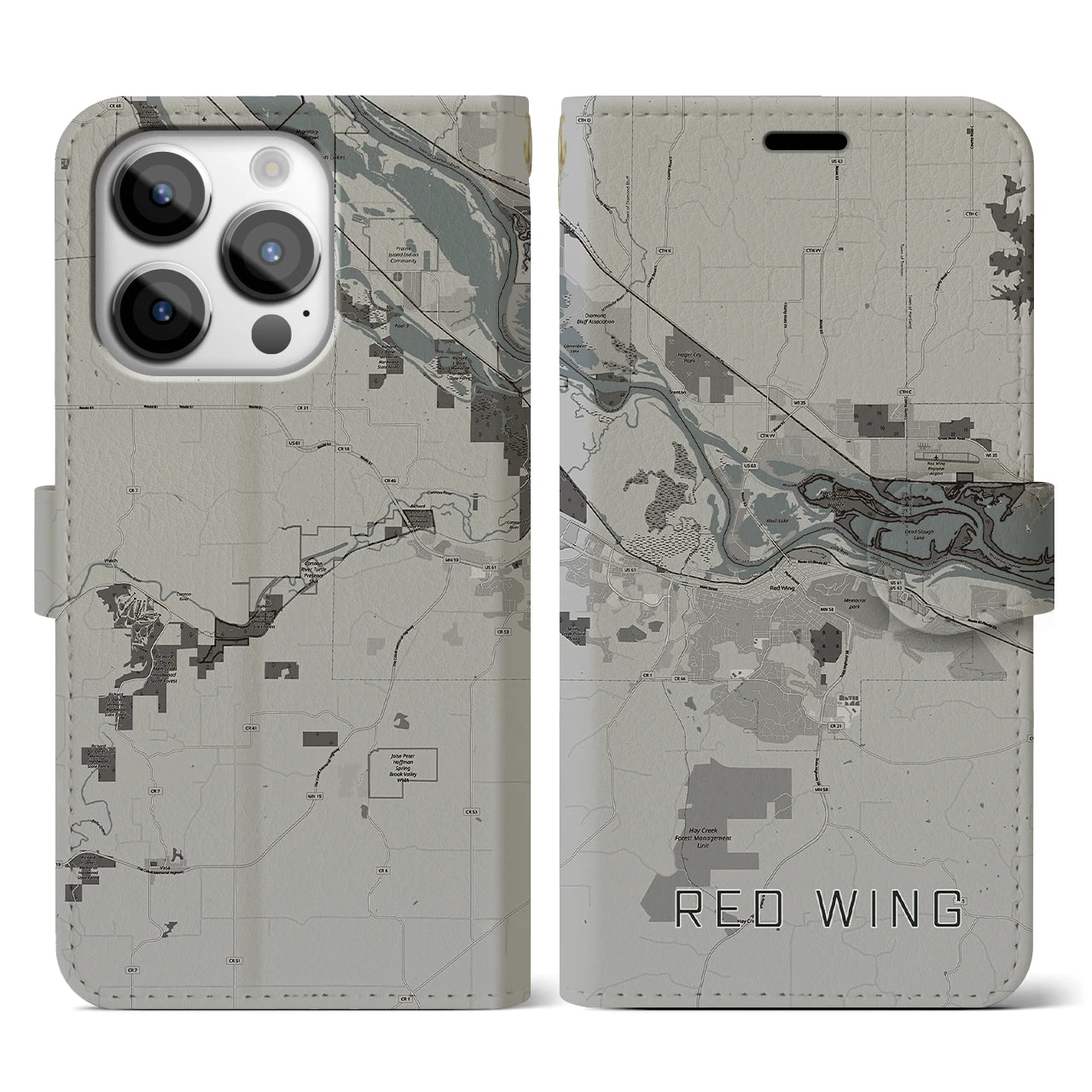 【レッドウイング(アメリカ)】地図柄iPhoneケース(手帳タイプ)