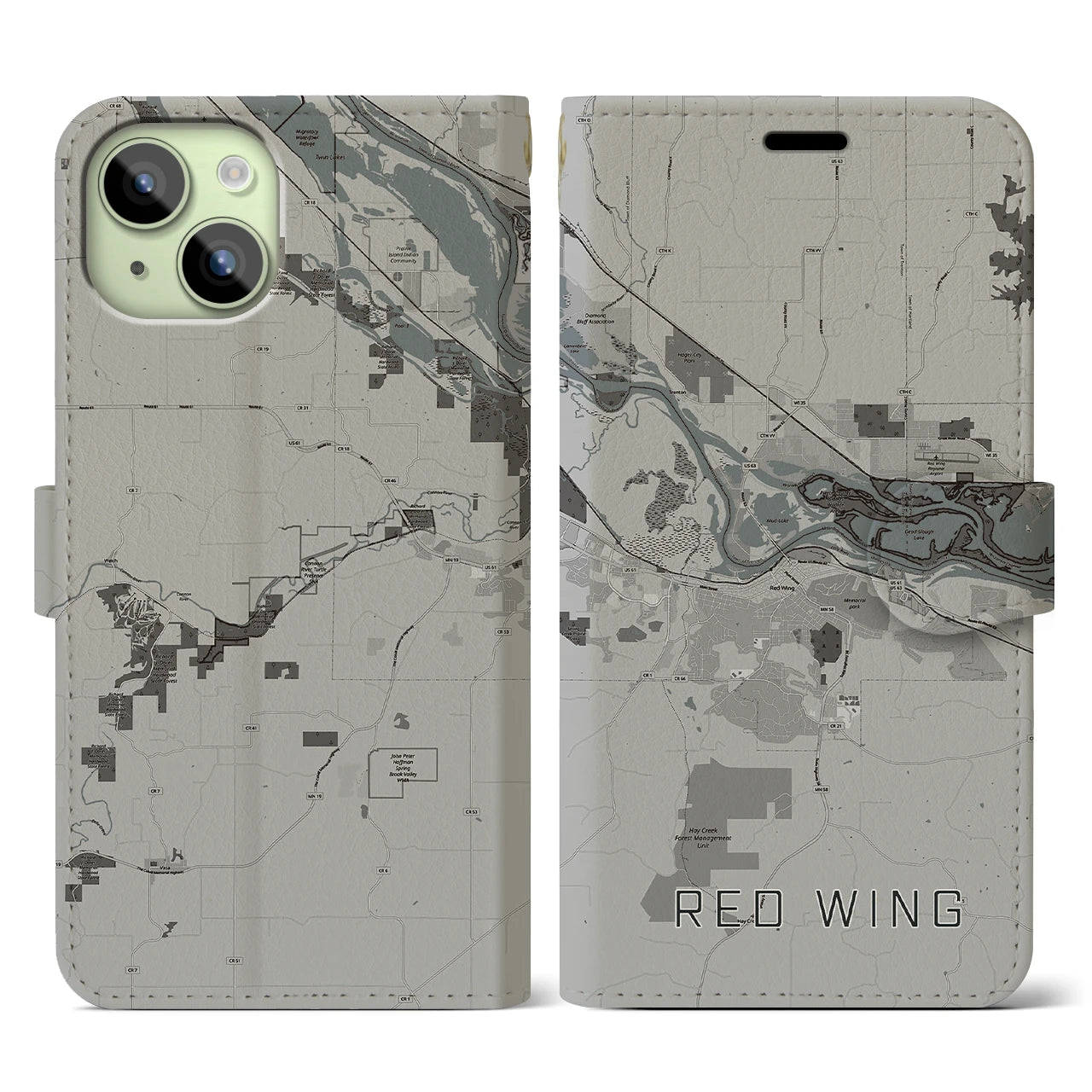 【レッドウイング(アメリカ)】地図柄iPhoneケース(手帳タイプ)