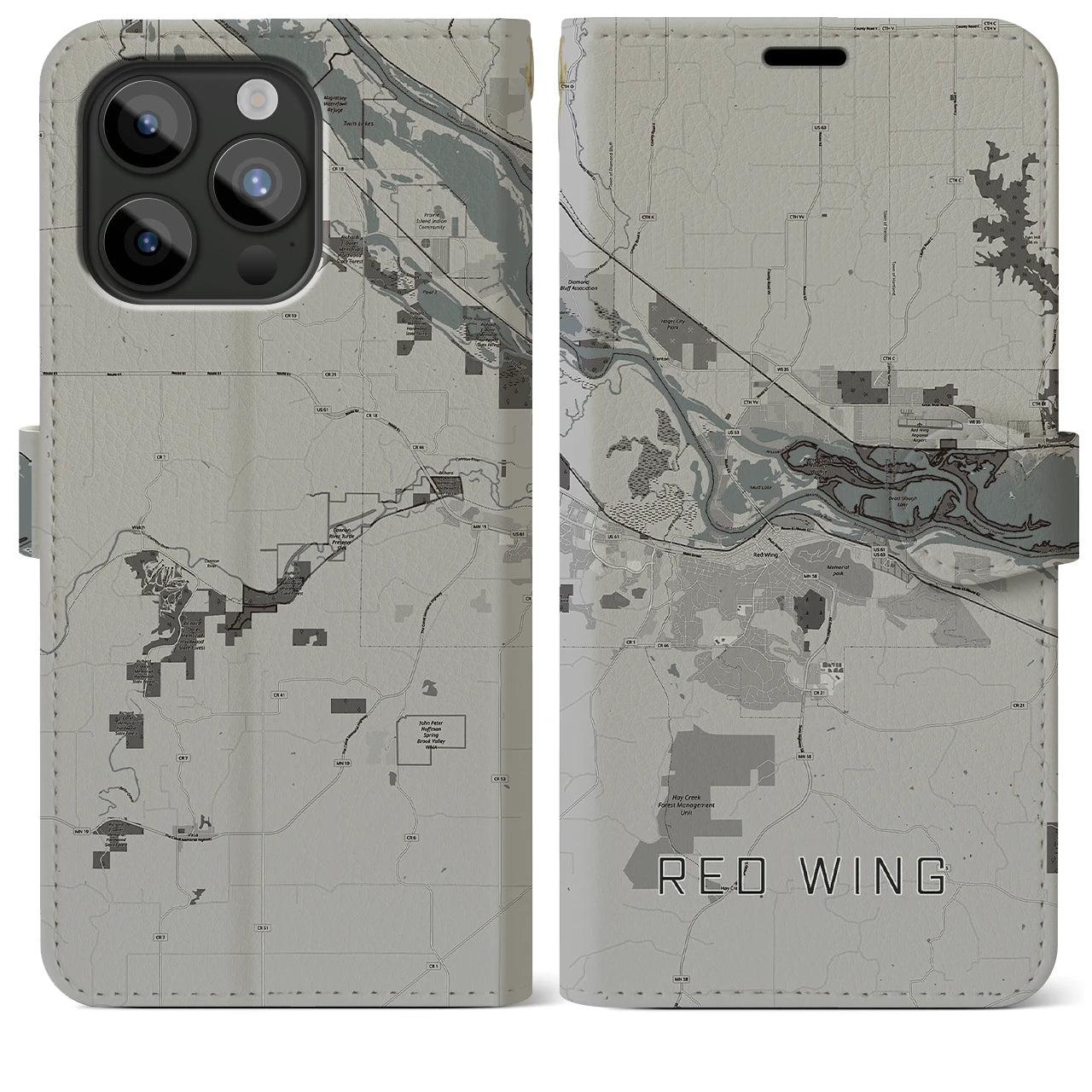 【レッドウイング(アメリカ)】地図柄iPhoneケース(手帳タイプ)