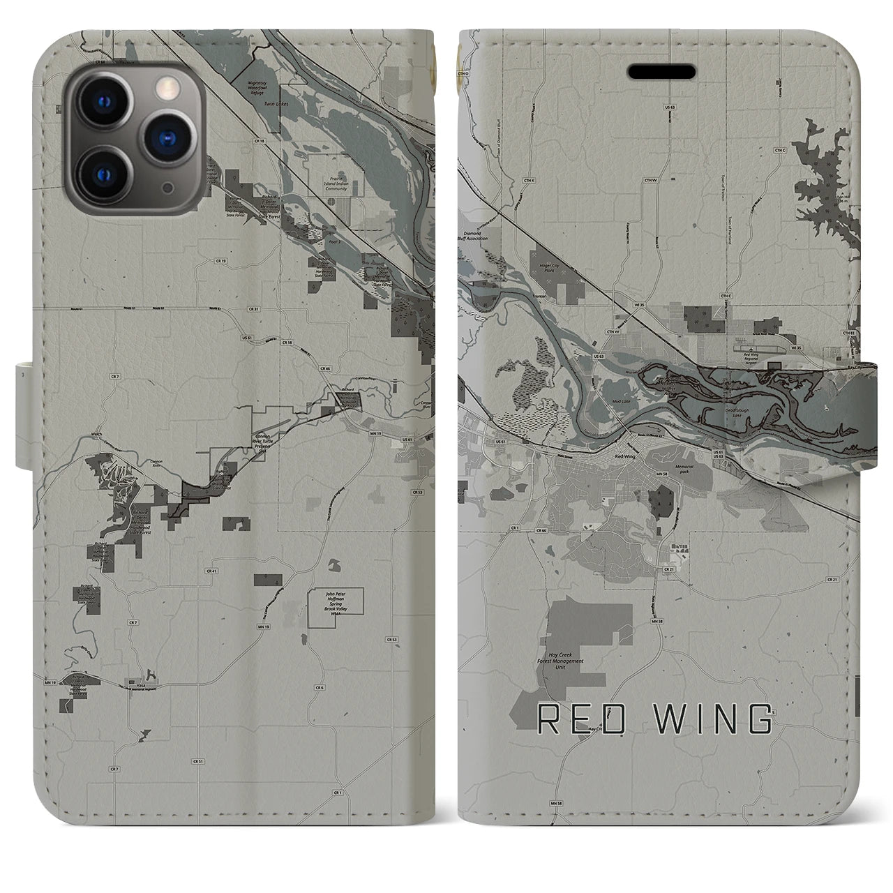 【レッドウイング(アメリカ)】地図柄iPhoneケース(手帳タイプ)