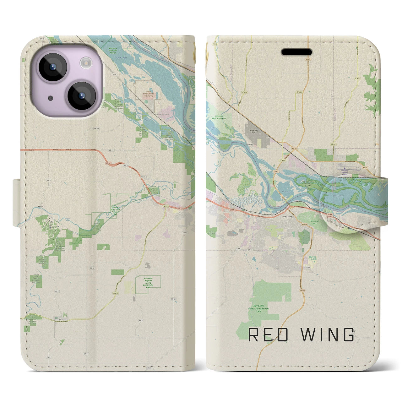 【レッドウイング(アメリカ)】地図柄iPhoneケース(手帳タイプ)