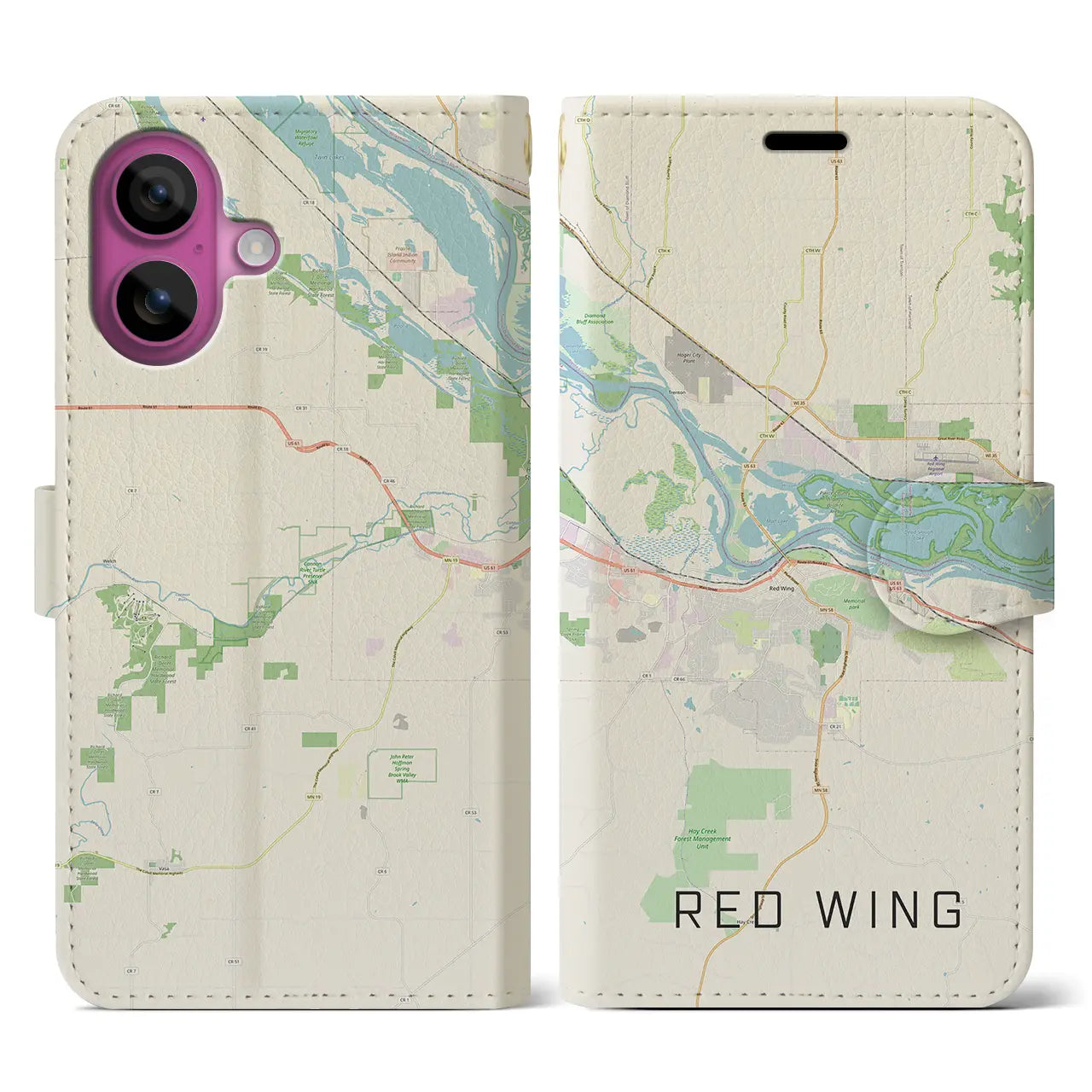 【レッドウイング(アメリカ)】地図柄iPhoneケース(手帳タイプ)