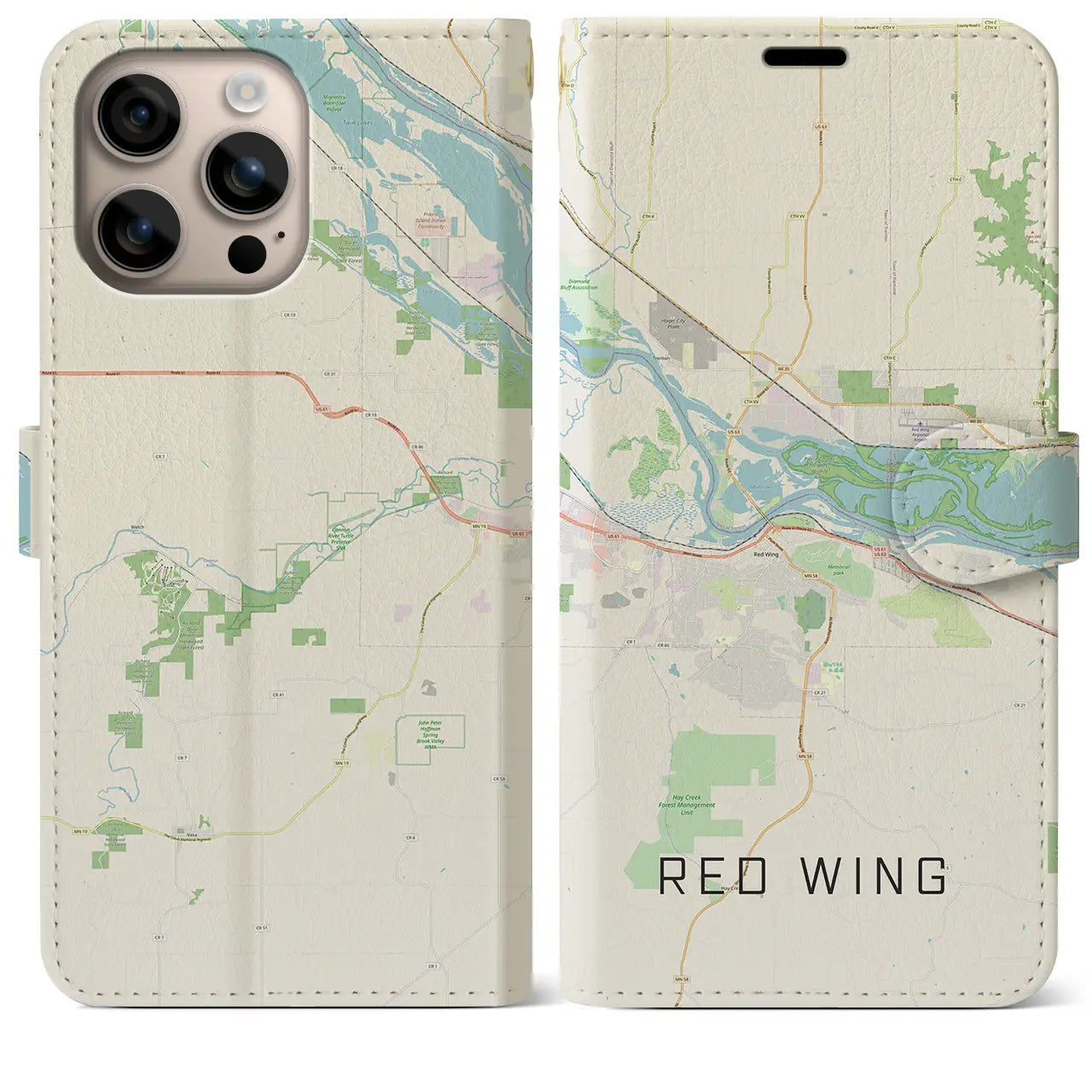 【レッドウイング(アメリカ)】地図柄iPhoneケース(手帳タイプ)