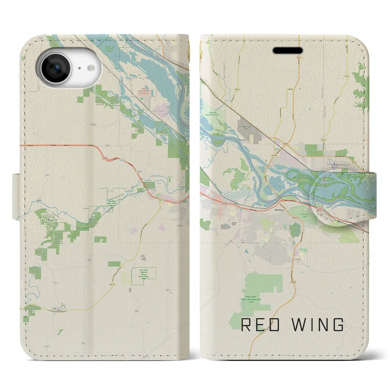 【レッドウイング(アメリカ)】地図柄iPhoneケース(手帳タイプ)