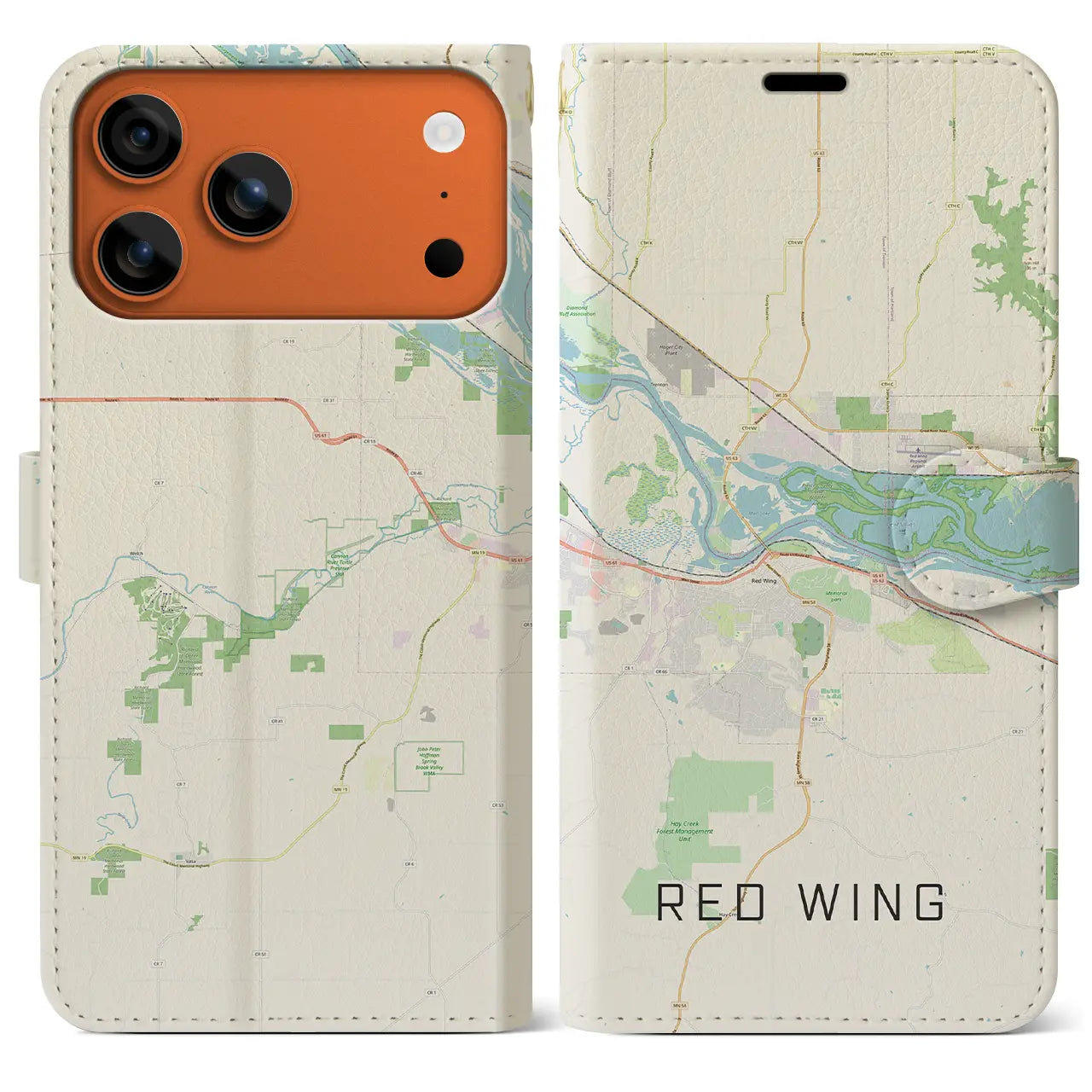 【レッドウイング(アメリカ)】地図柄iPhoneケース(手帳タイプ)