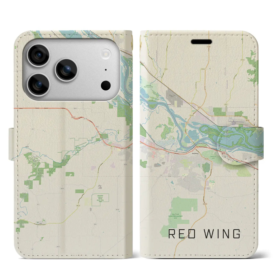 【レッドウイング(アメリカ)】地図柄iPhoneケース(手帳タイプ)ナチュラル・iPhone 17 Pro Max 用